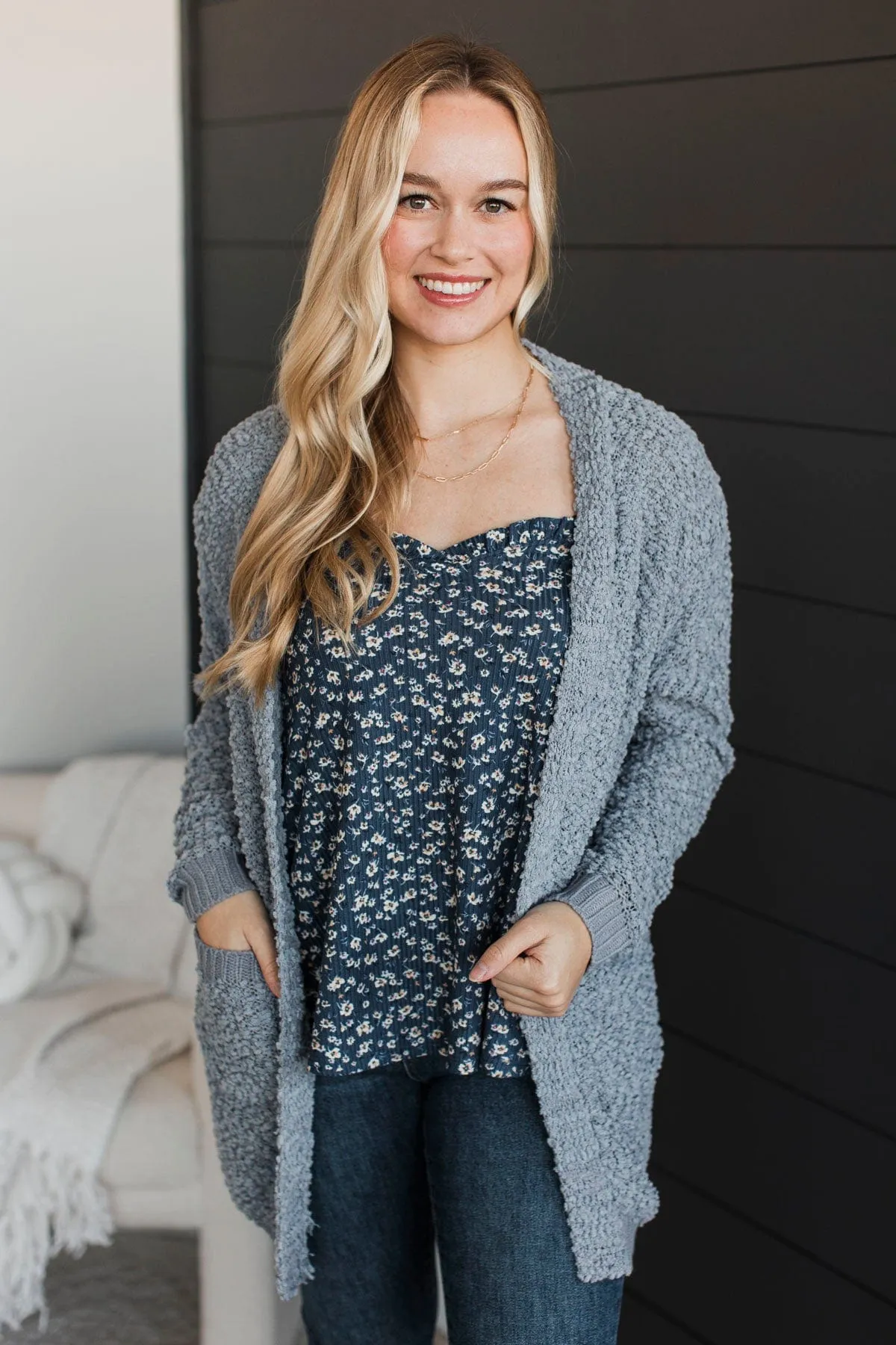 Fond Companions Floral Tank Top- Navy