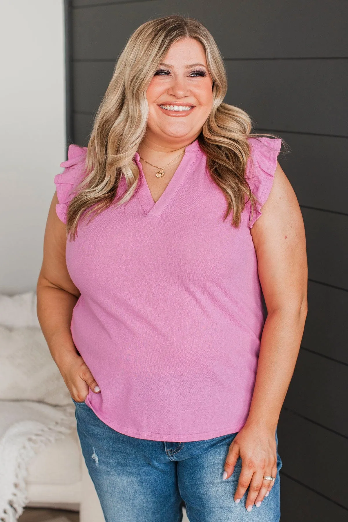 Forget Me Not Ruffle Top- Orchid
