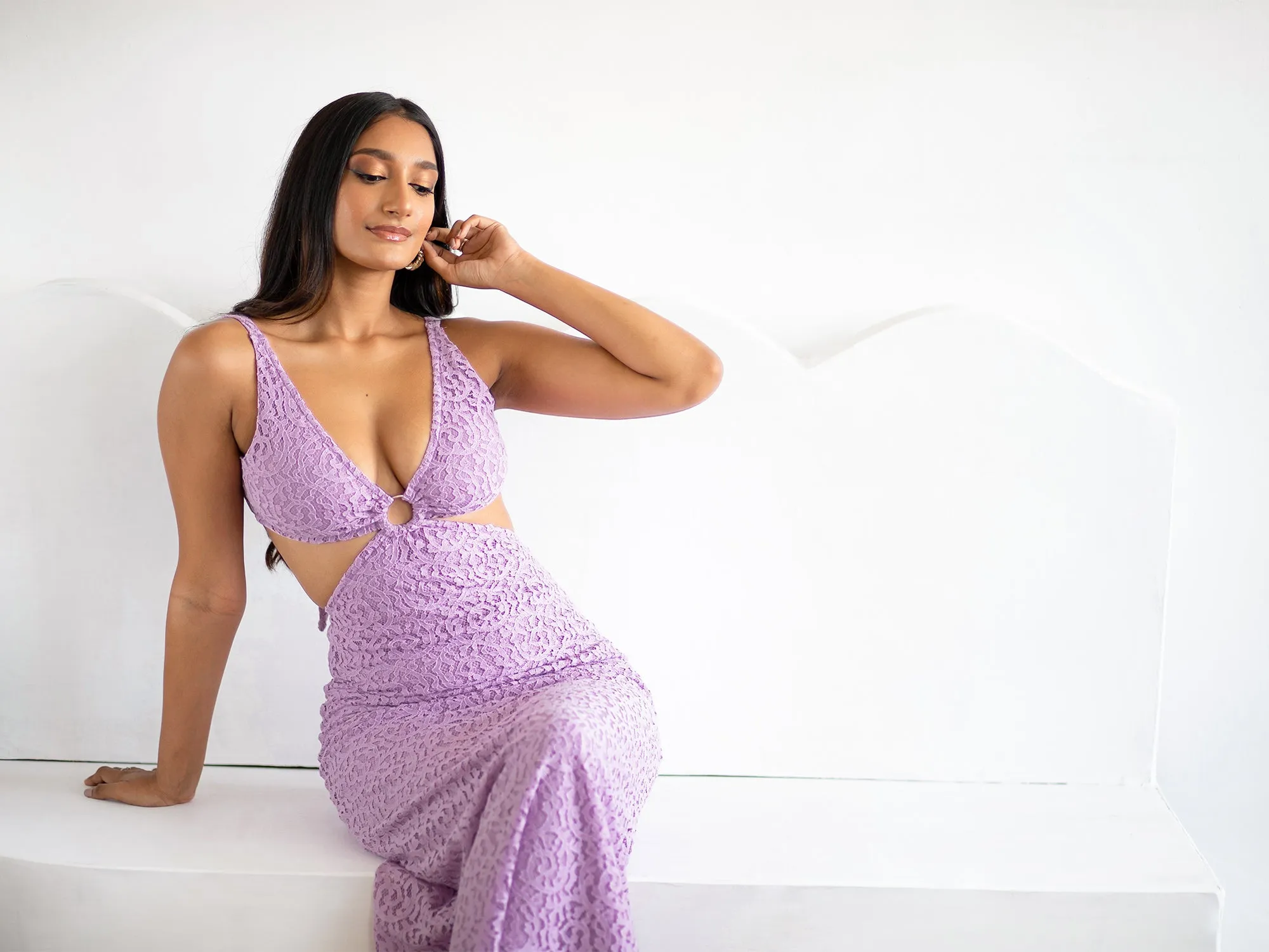 Front O Ring Detail Cut Out Maxi Dress