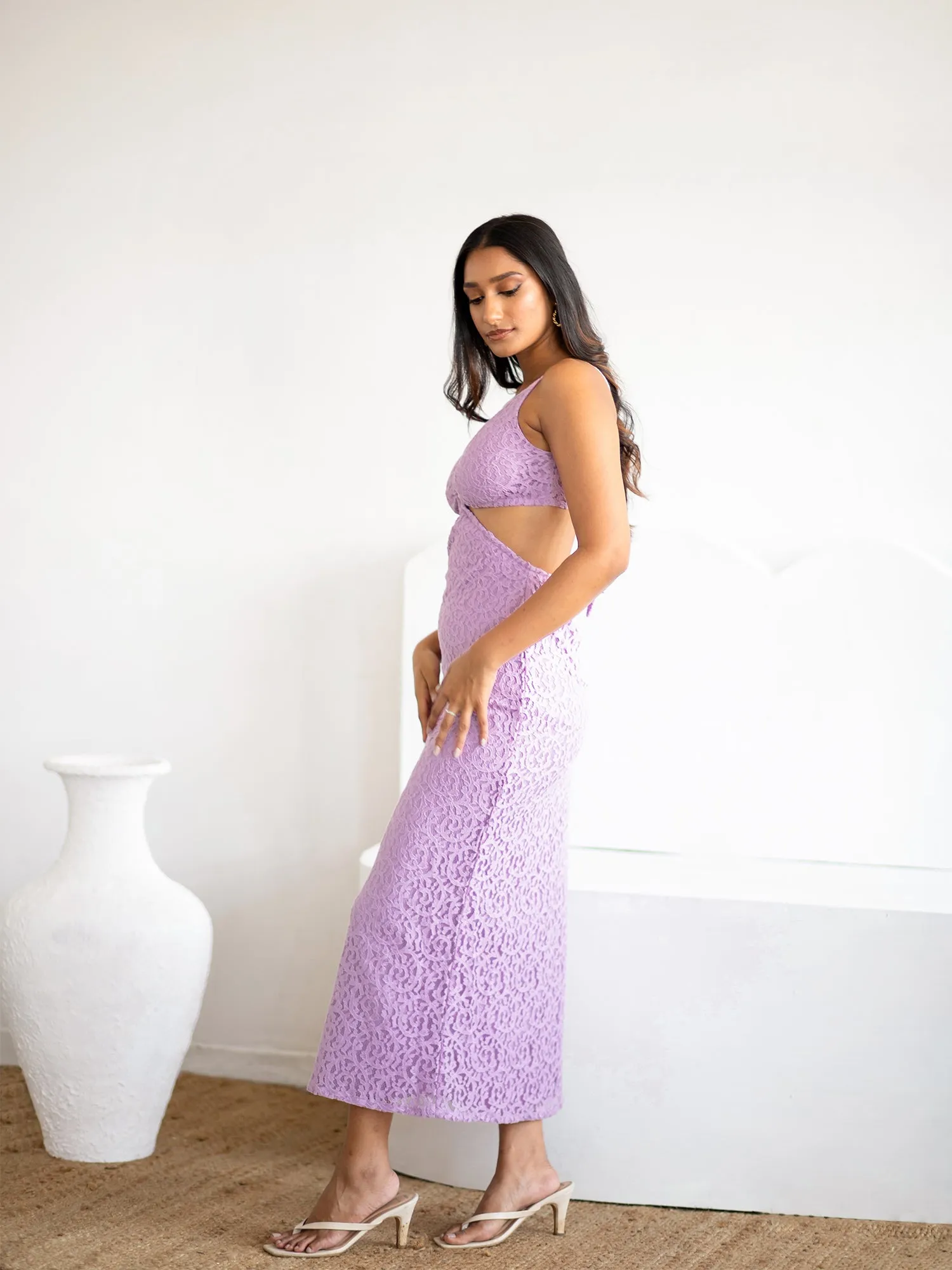 Front O Ring Detail Cut Out Maxi Dress
