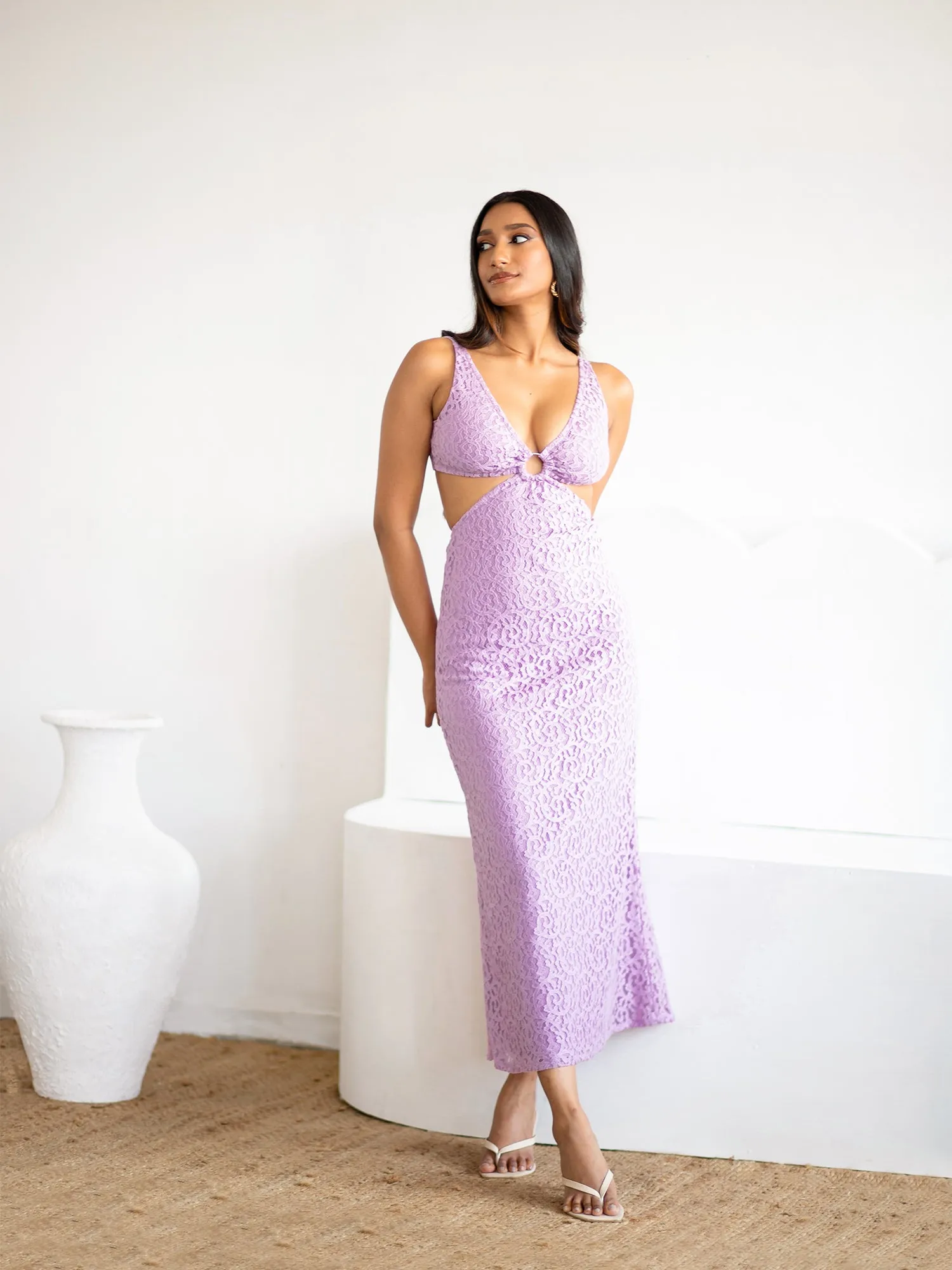 Front O Ring Detail Cut Out Maxi Dress