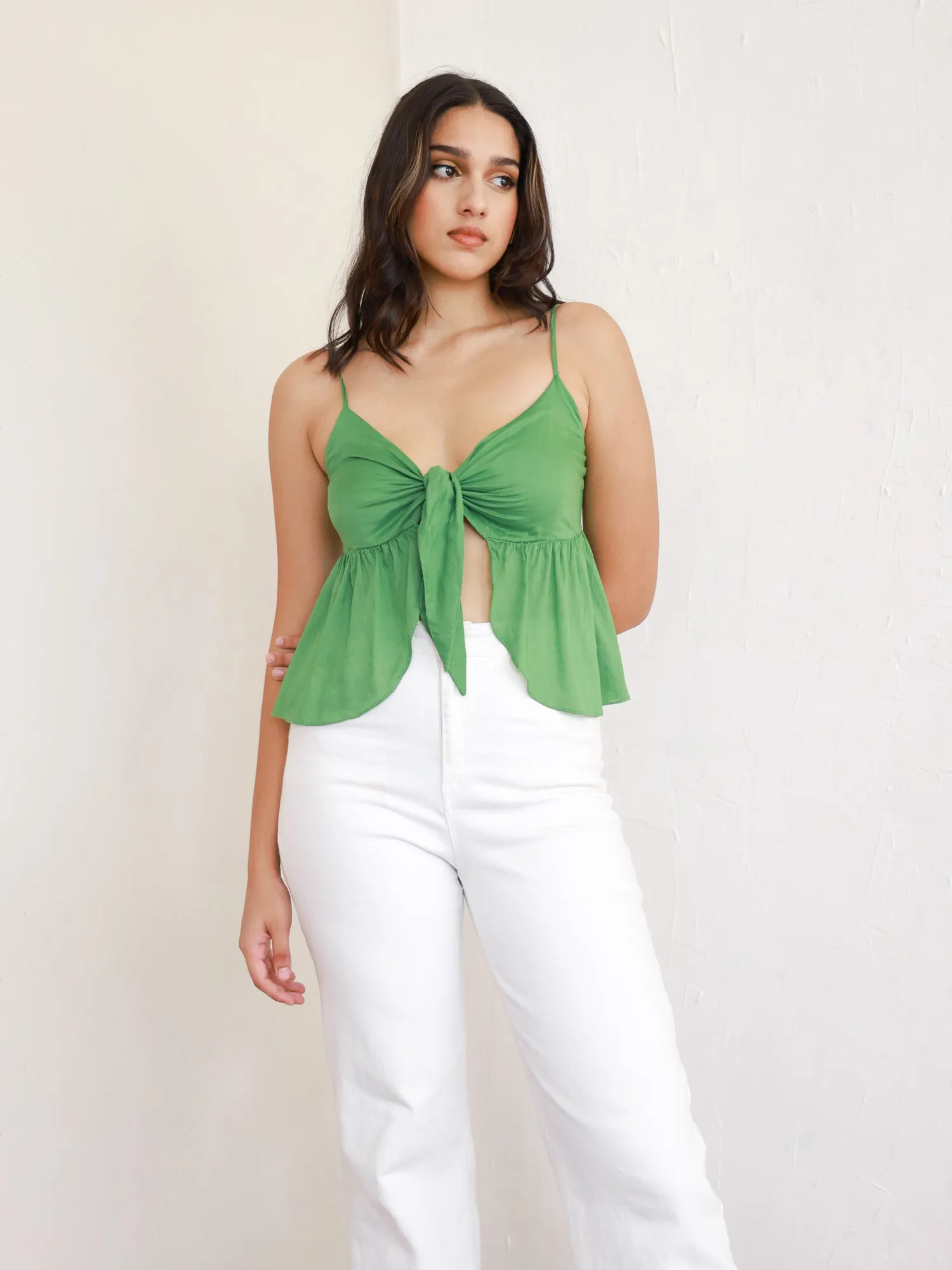 Front Tieup Peplum Top