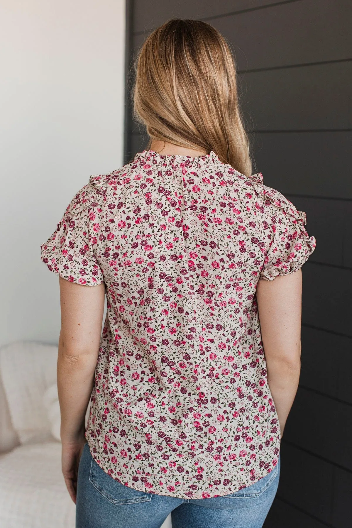 Fulfilling Encounters Floral Blouse- Bone & Pink