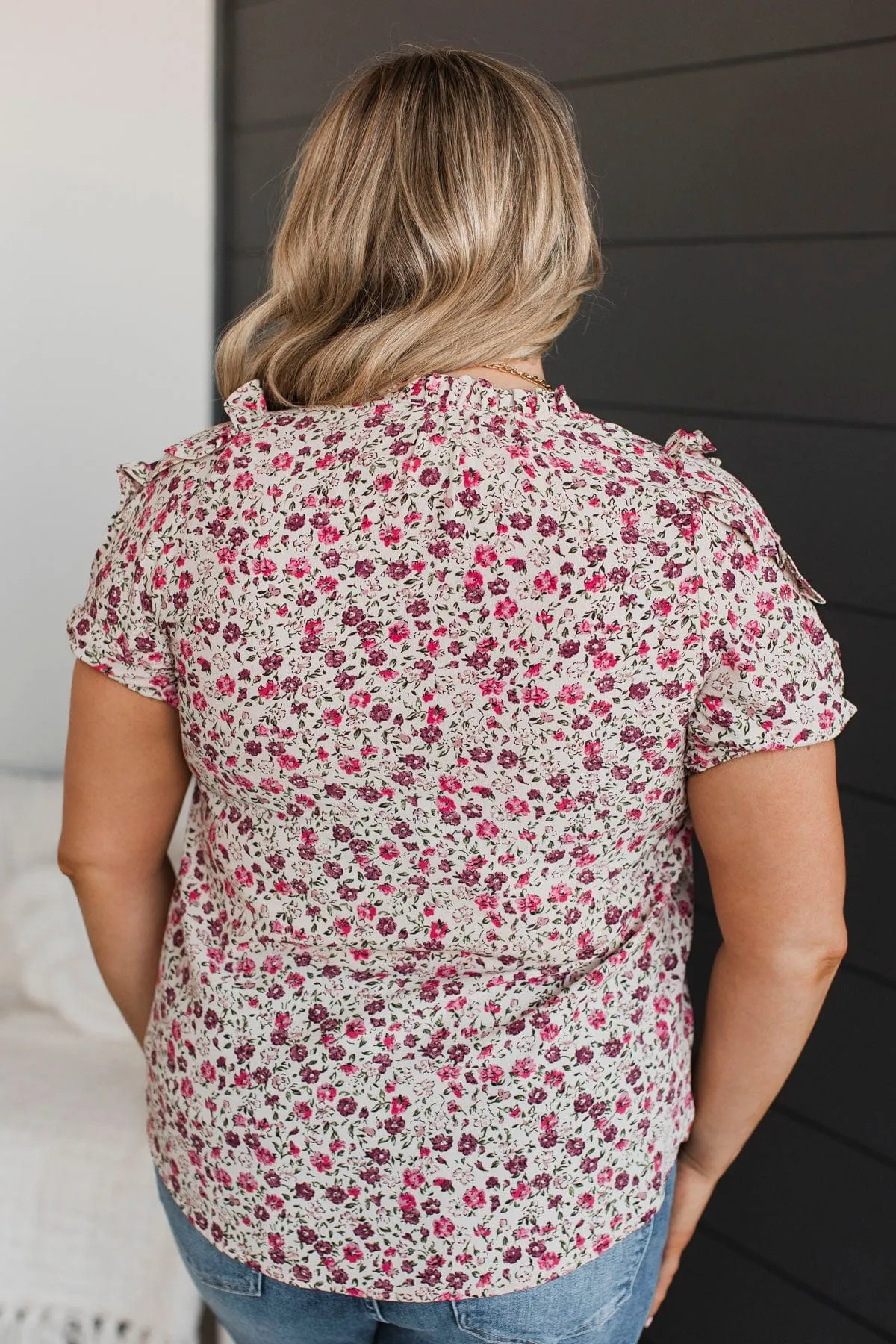 Fulfilling Encounters Floral Blouse- Bone & Pink