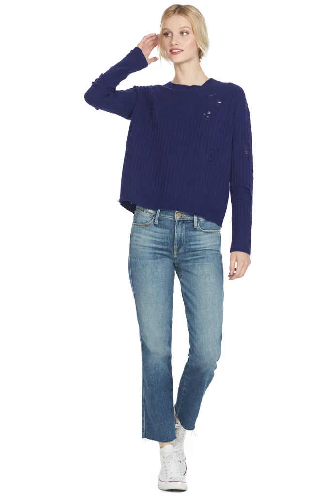 Gilda Cropped Crewneck Sweater Cachet Navy