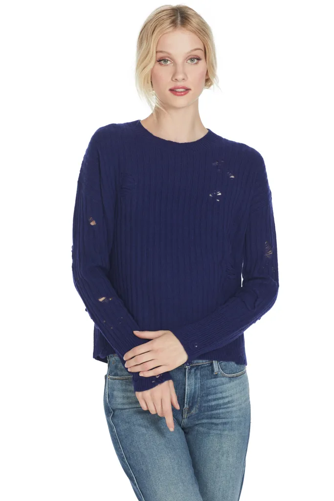 Gilda Cropped Crewneck Sweater Cachet Navy