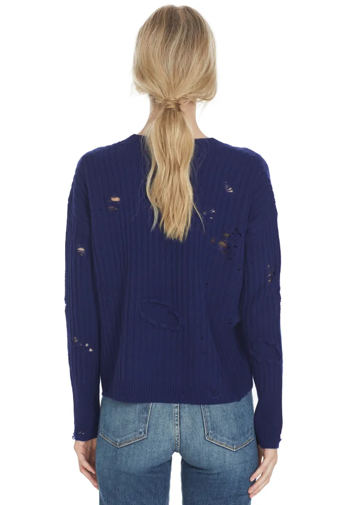 Gilda Cropped Crewneck Sweater Cachet Navy