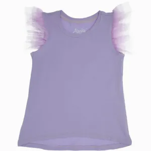 Girls Tulle Ruffle Shirt - Lavender