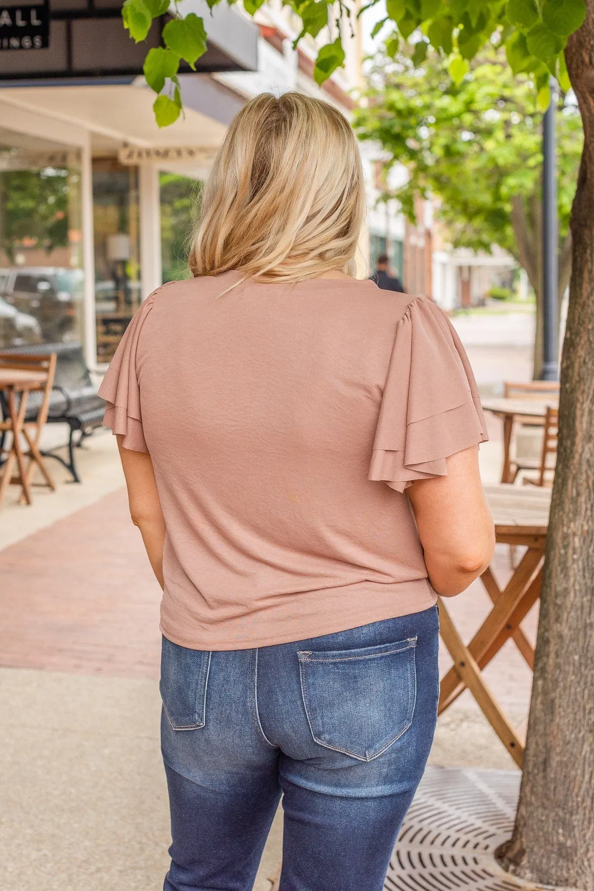 Got Me Tongue Tied Front Knot Top- Taupe