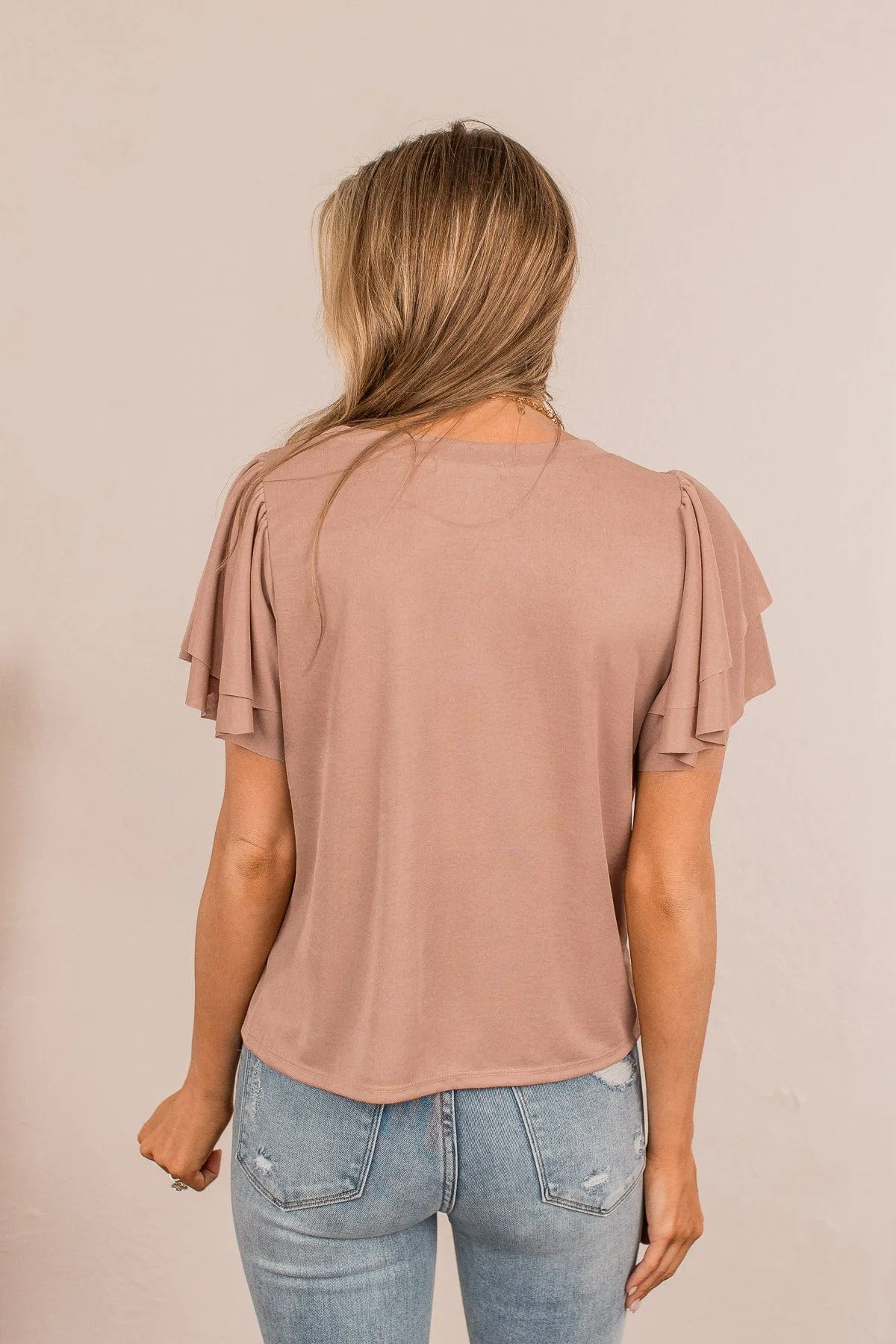 Got Me Tongue Tied Front Knot Top- Taupe