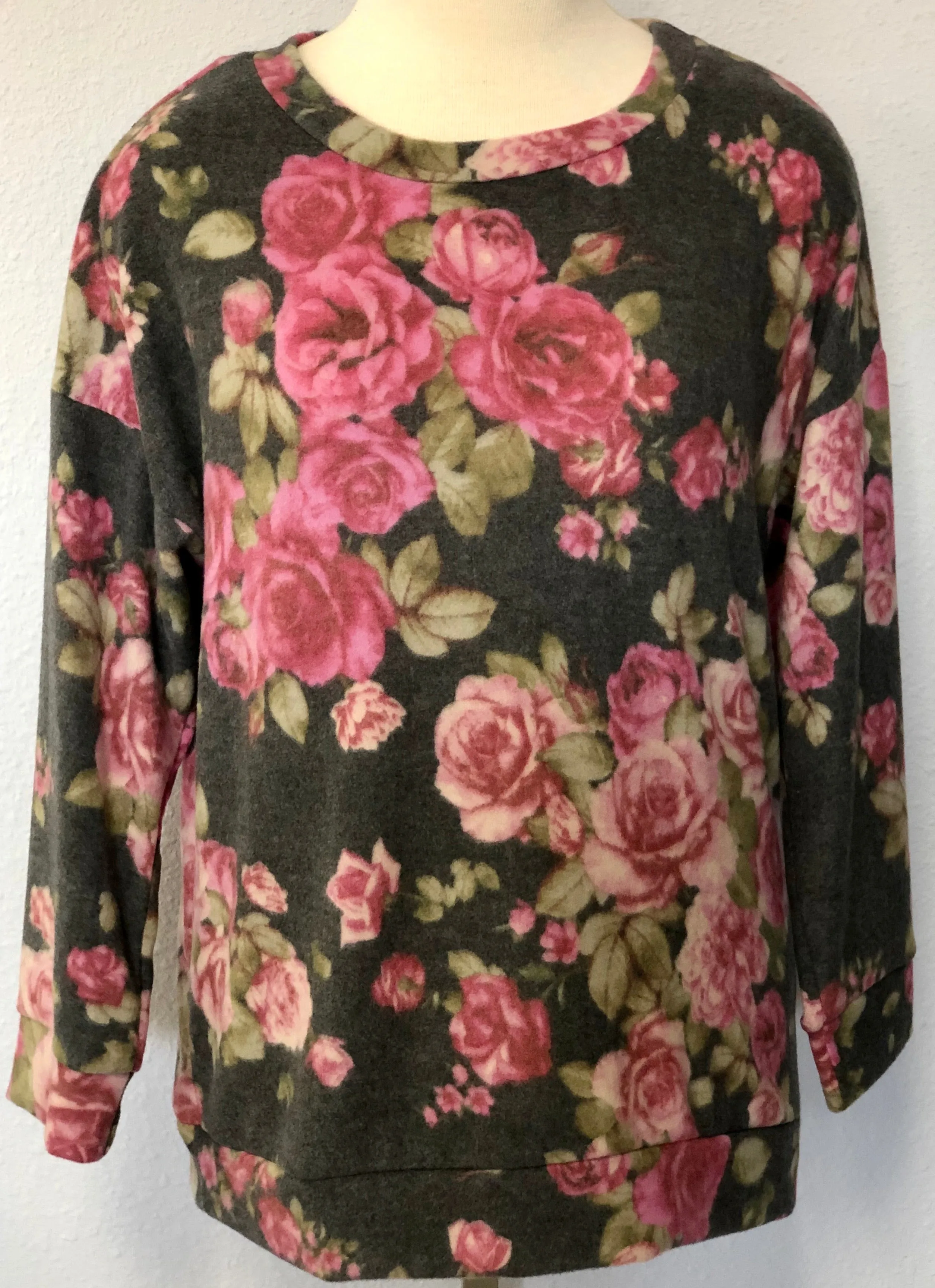 HACCI KNIT FLORAL LS SWEATER