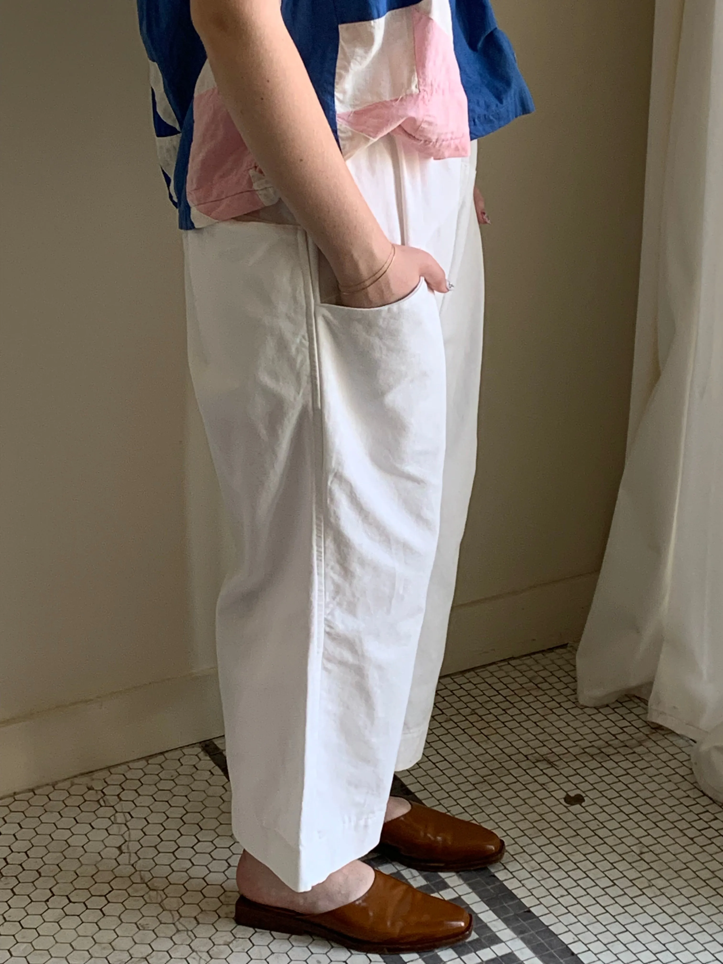 Handmade cotton wide leg pants