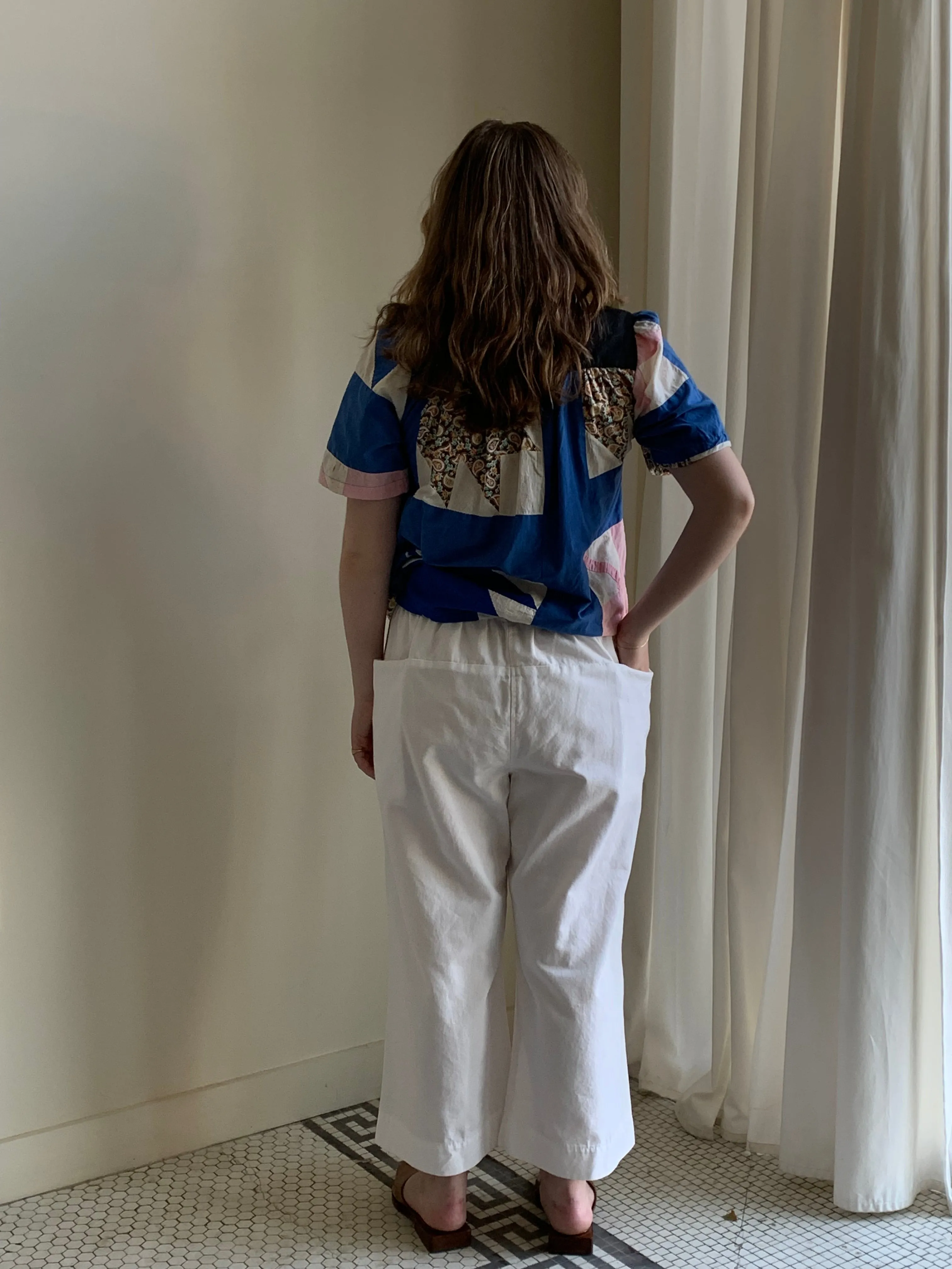 Handmade cotton wide leg pants