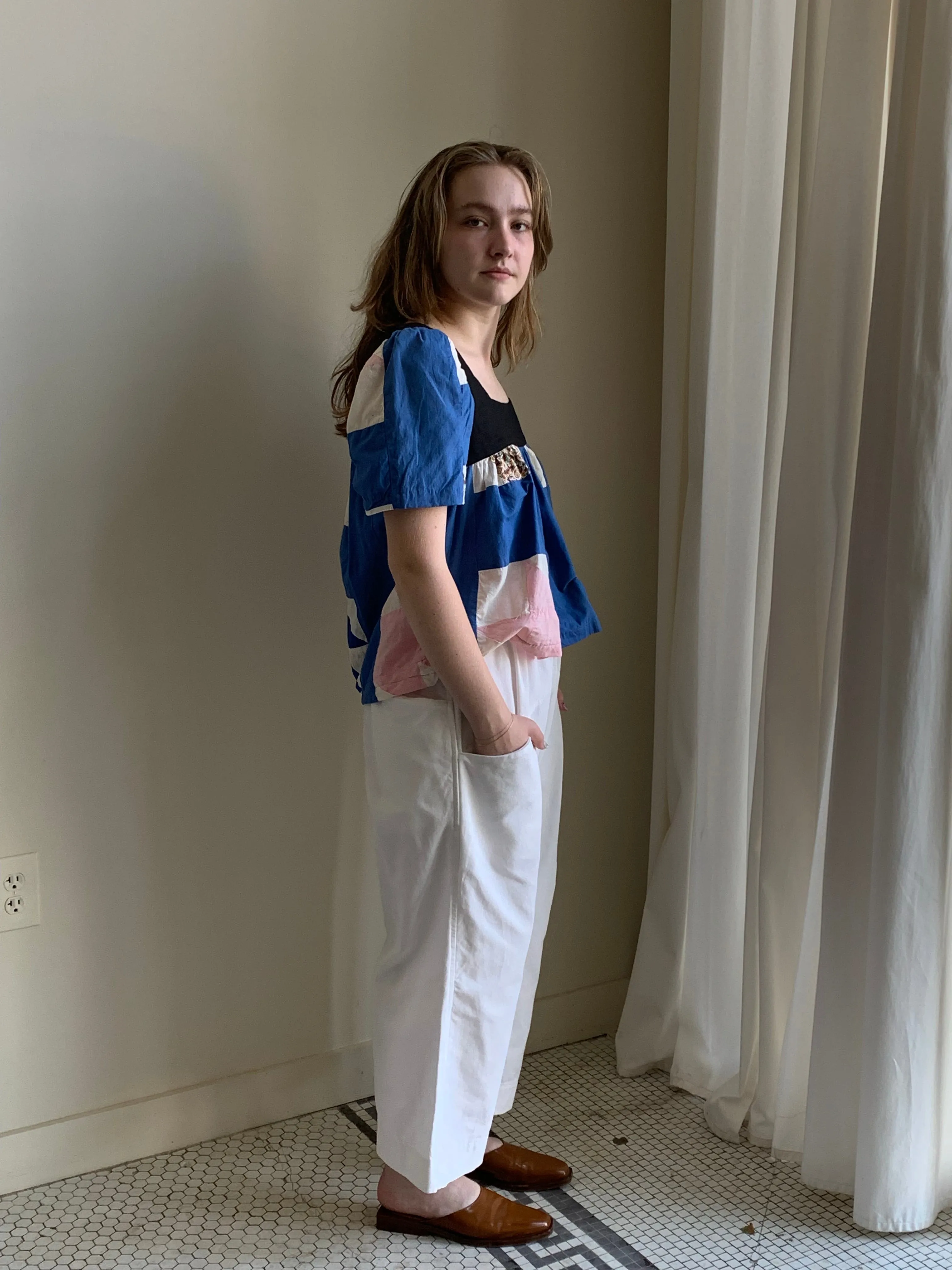 Handmade cotton wide leg pants