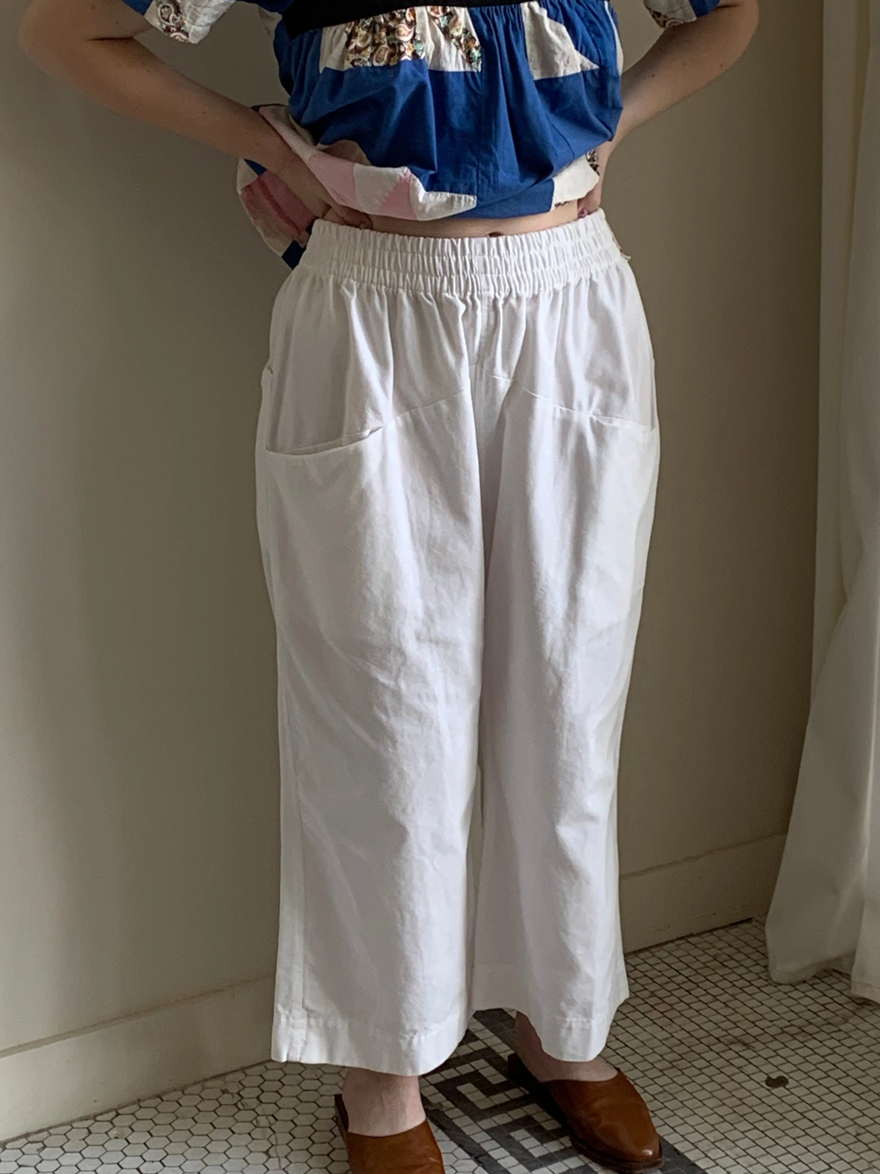 Handmade cotton wide leg pants