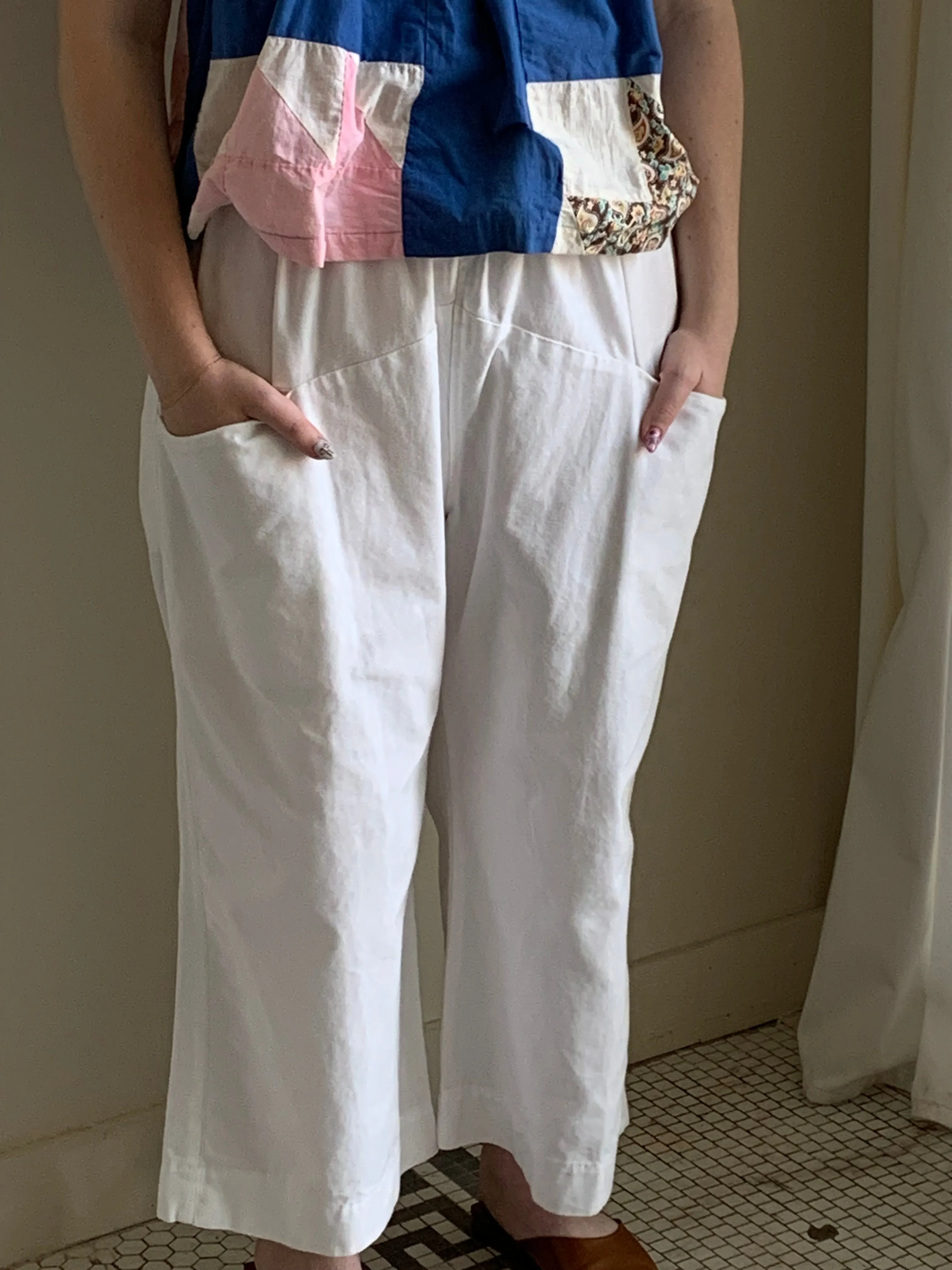 Handmade cotton wide leg pants