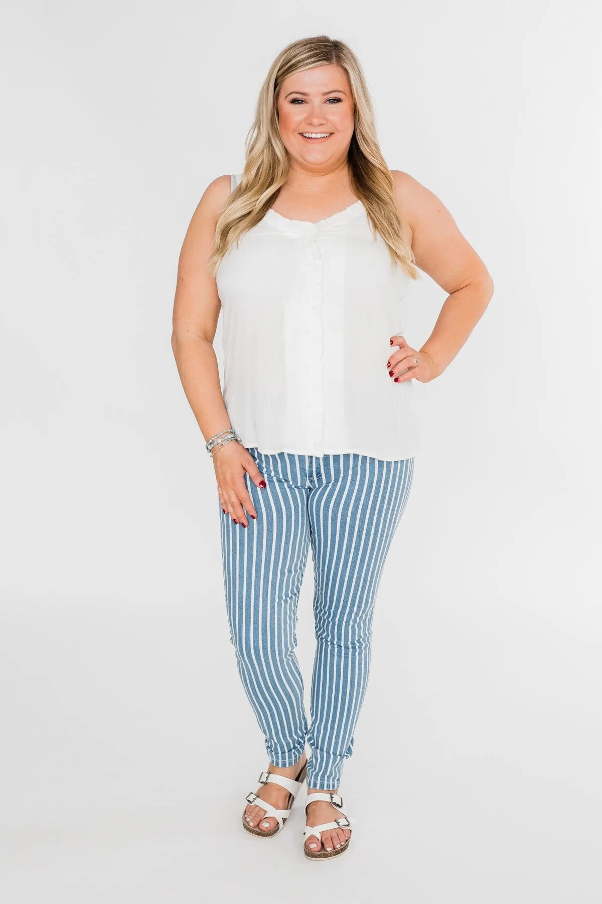 Happy Together Ruffle Tank Top- Ivory