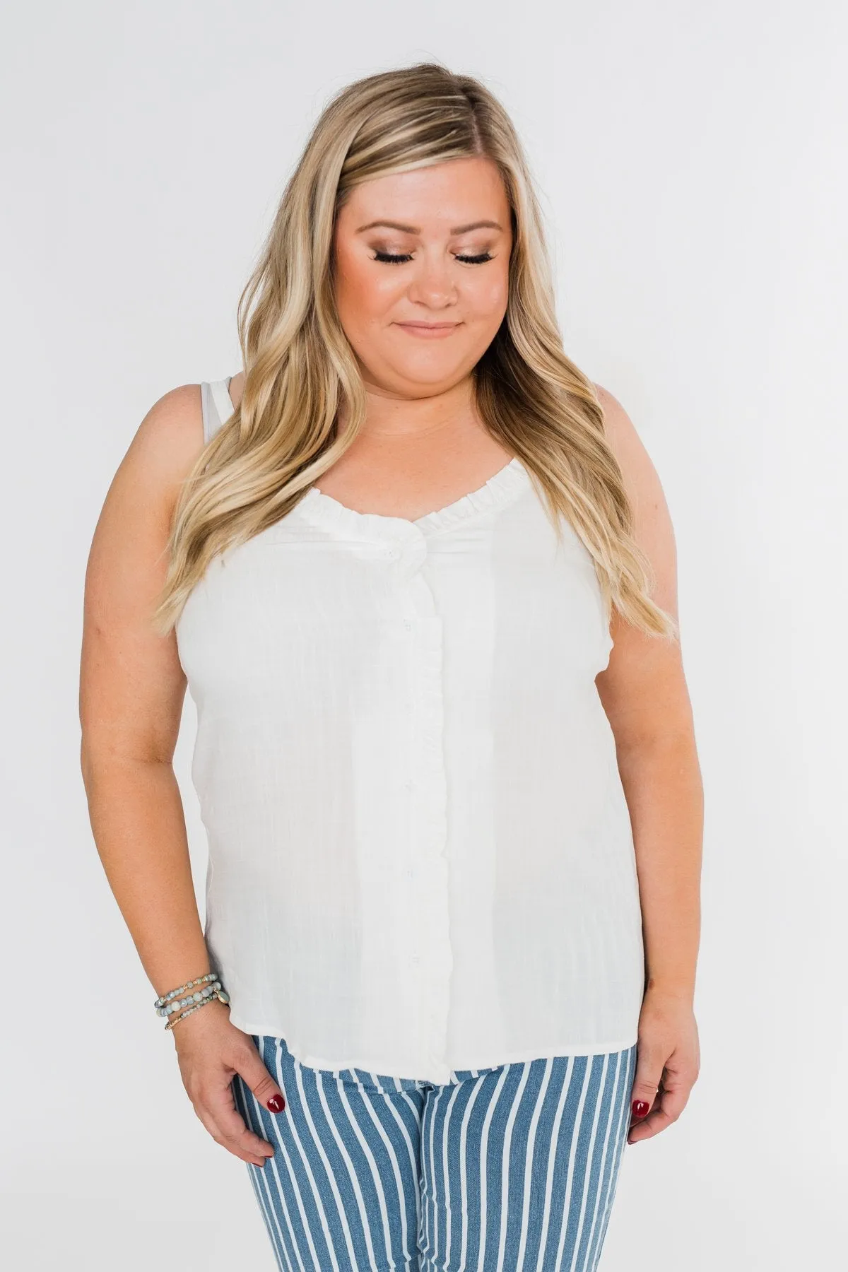 Happy Together Ruffle Tank Top- Ivory