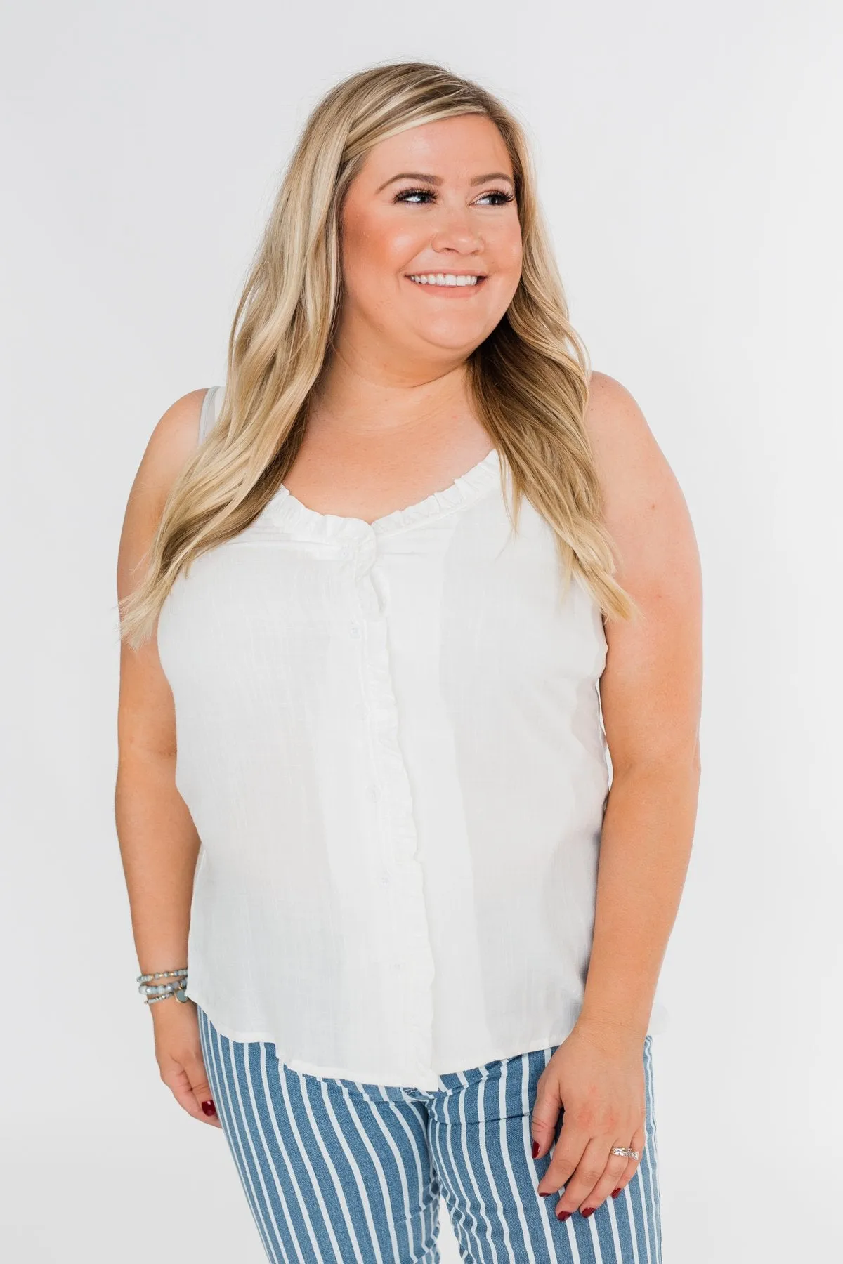 Happy Together Ruffle Tank Top- Ivory