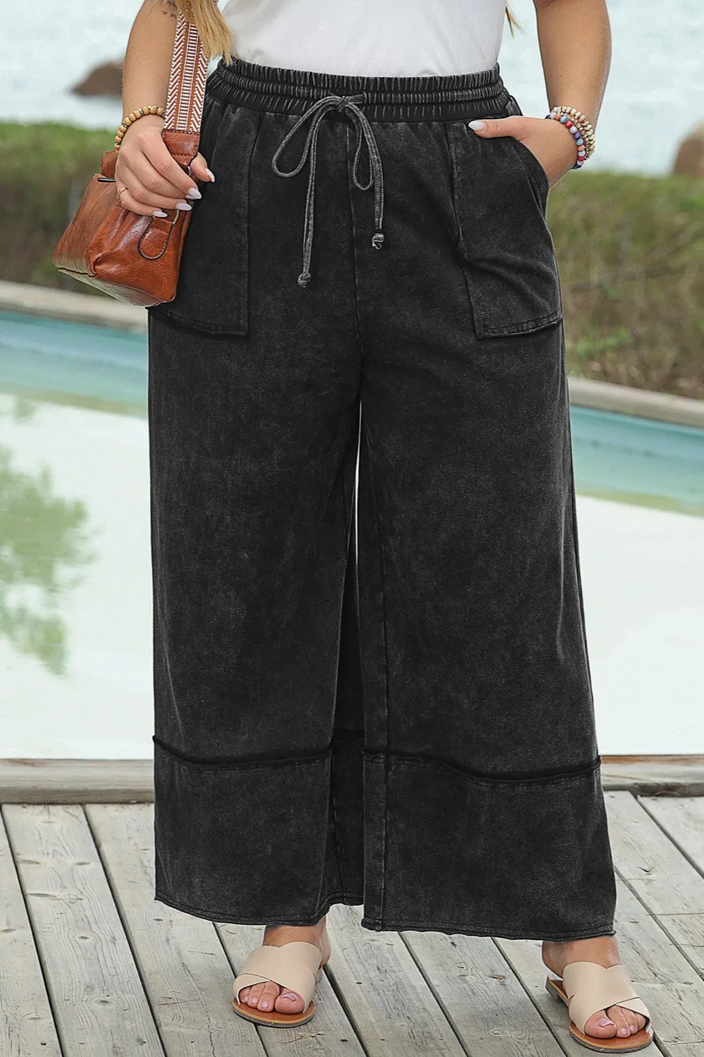 Hazel Blues® | Drawstring Wide Leg Pants