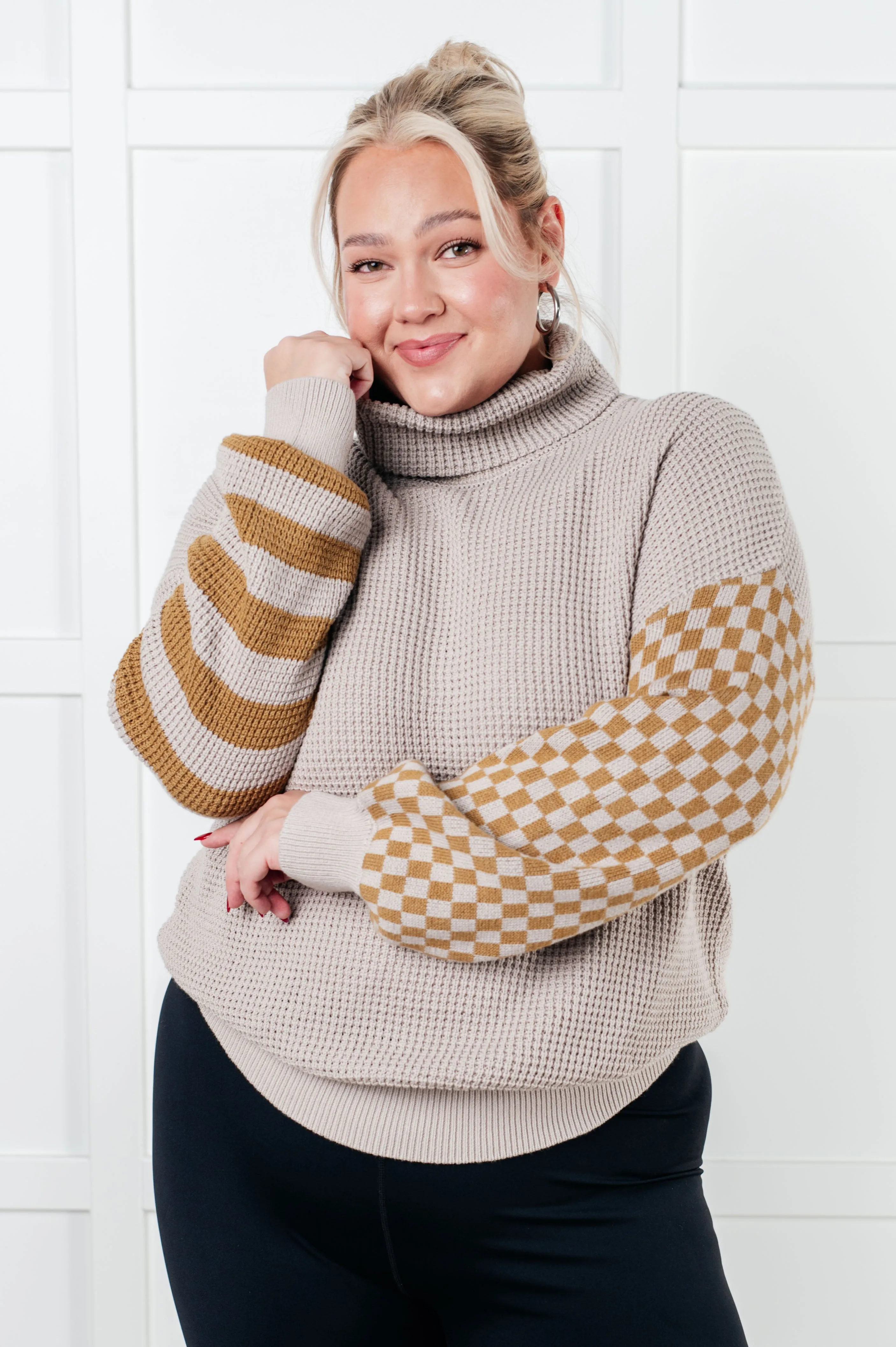 Hazel Blues® |  Super Seasonal Patchwork Waffle Knit Sweater