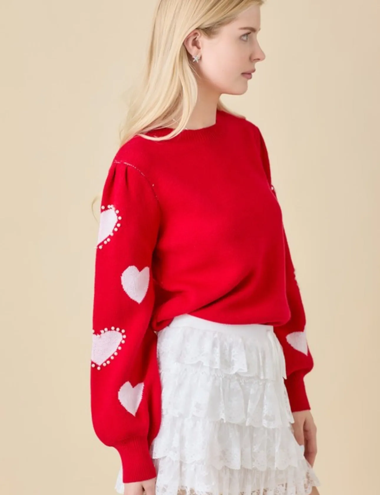 Heart On My Sleeve Pearl Sweater