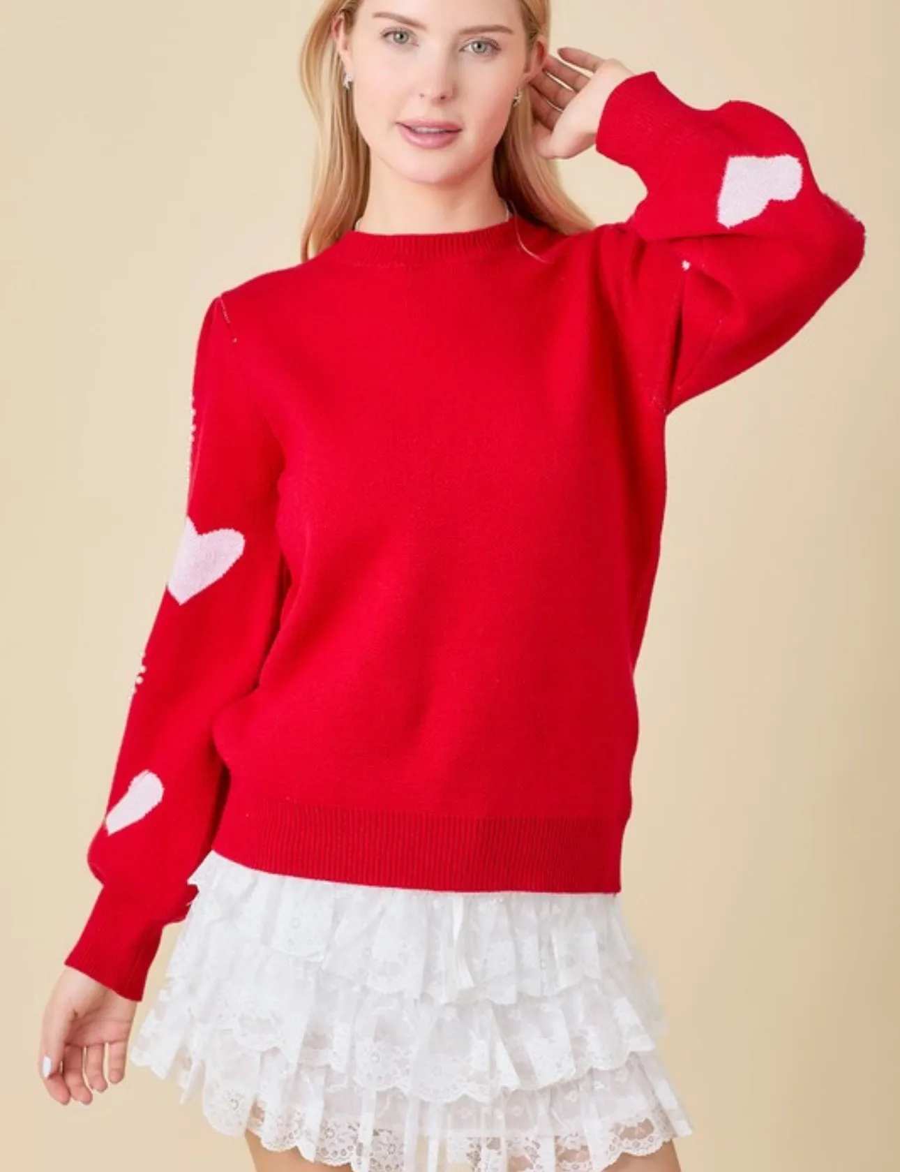 Heart On My Sleeve Pearl Sweater