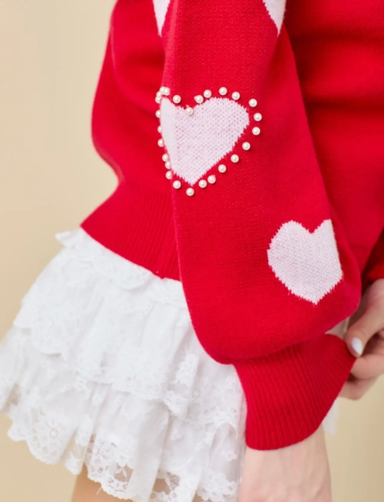 Heart On My Sleeve Pearl Sweater