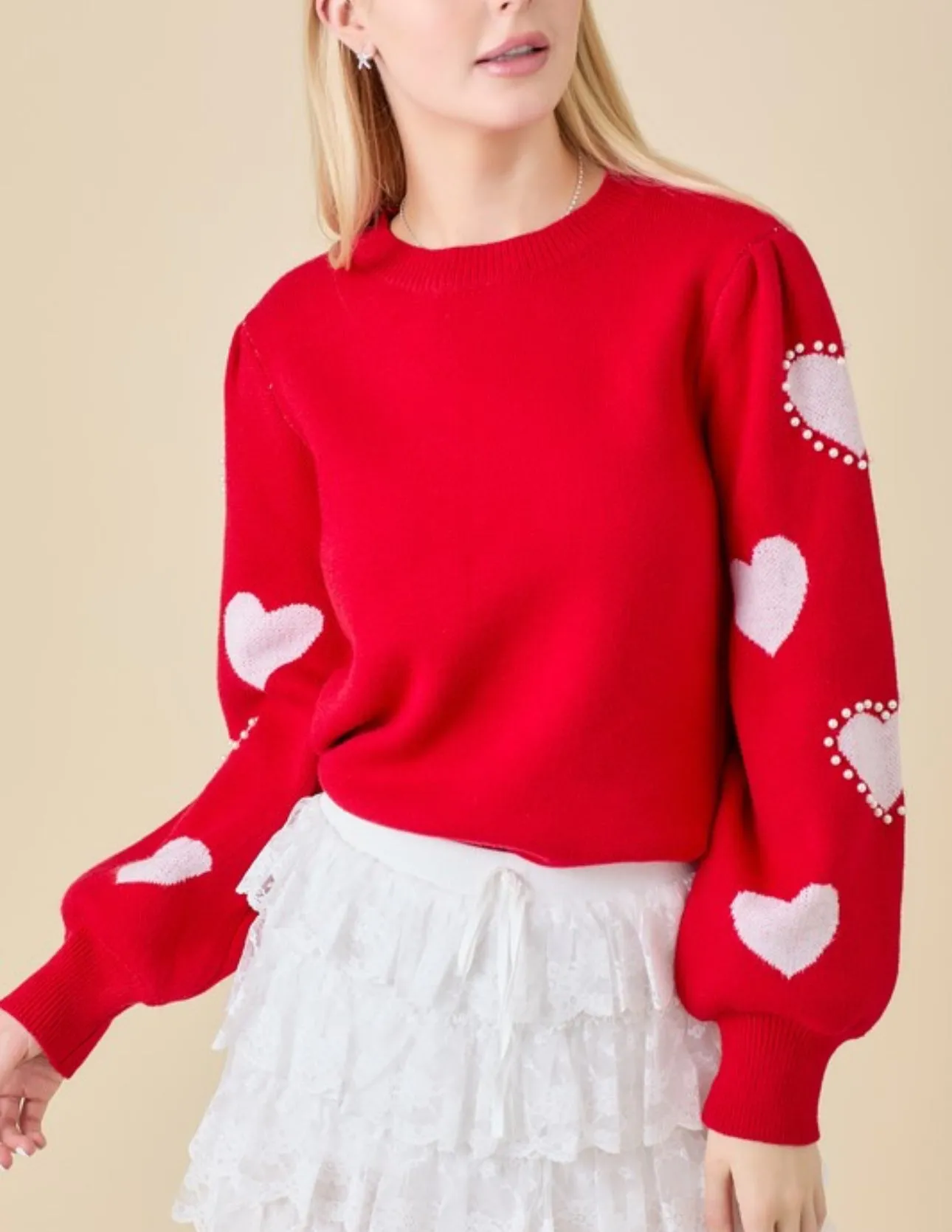 Heart On My Sleeve Pearl Sweater