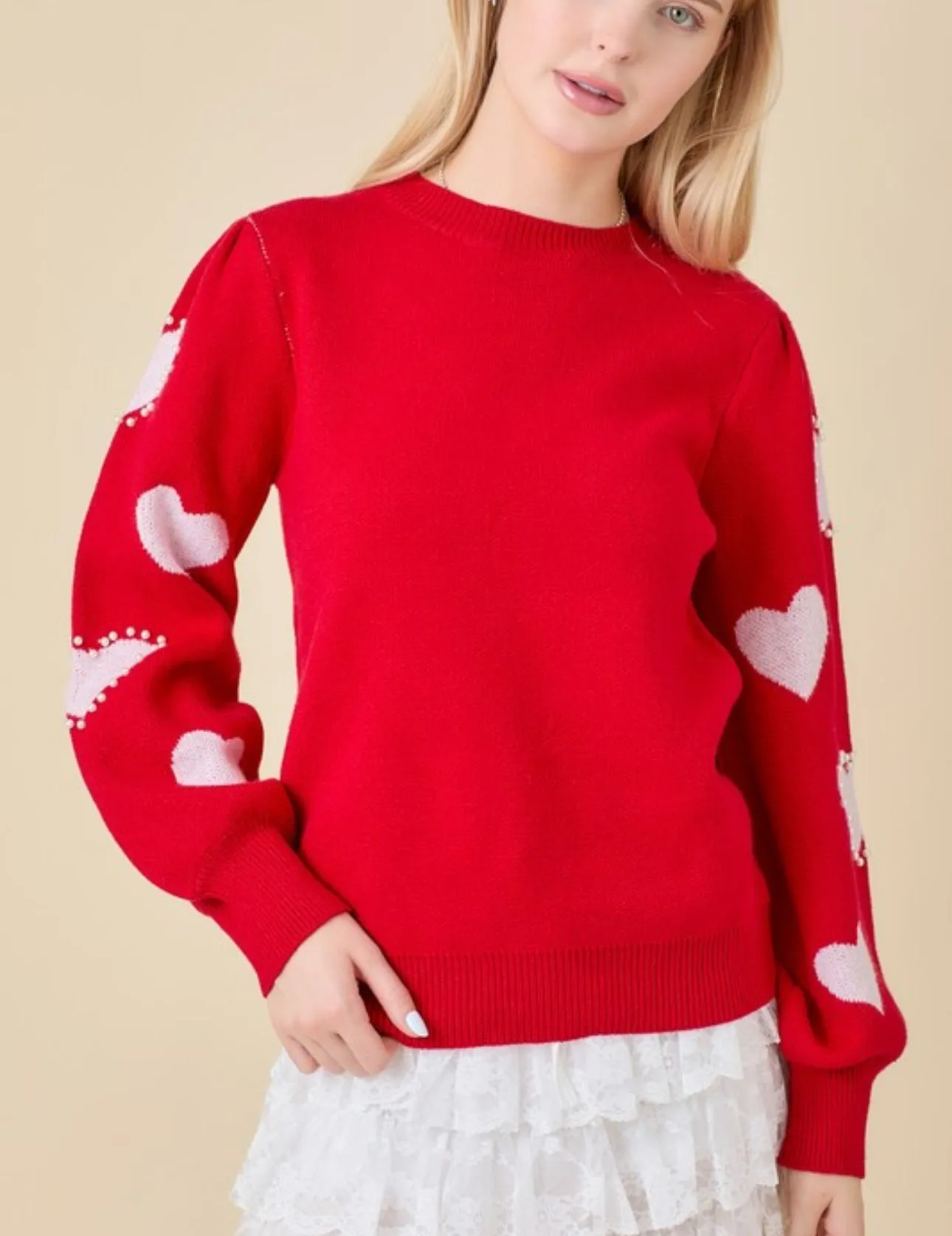 Heart On My Sleeve Pearl Sweater