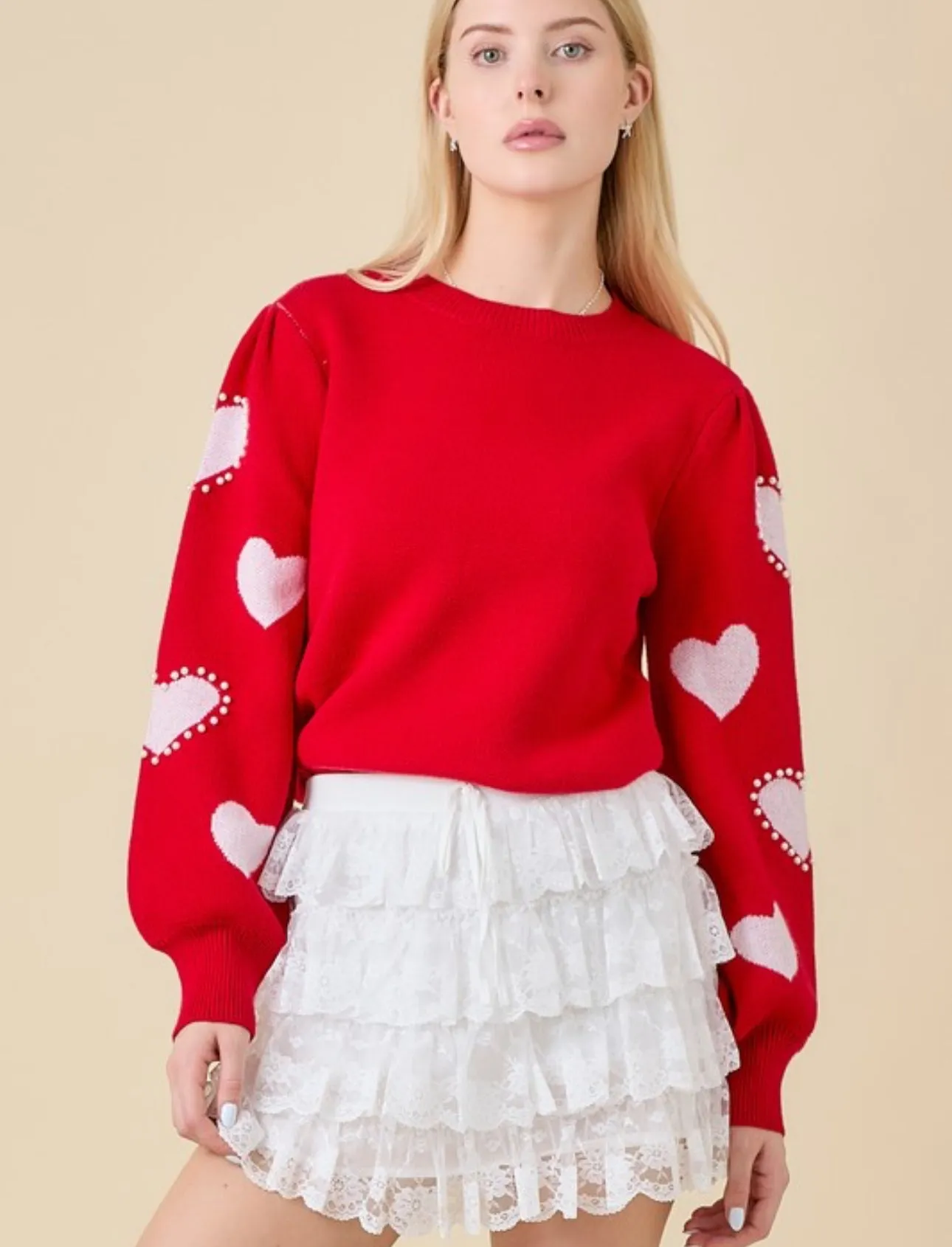 Heart On My Sleeve Pearl Sweater