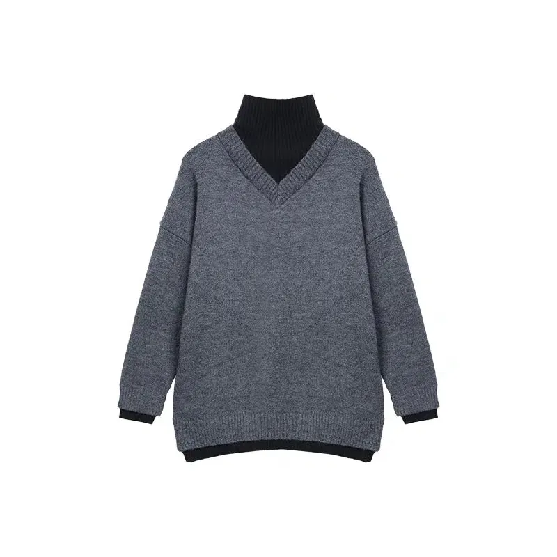 High-Neck Two-piece Knit Sweater