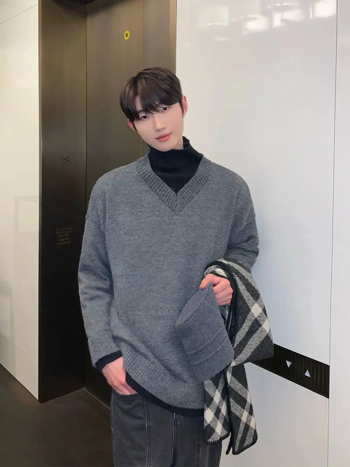 High-Neck Two-piece Knit Sweater