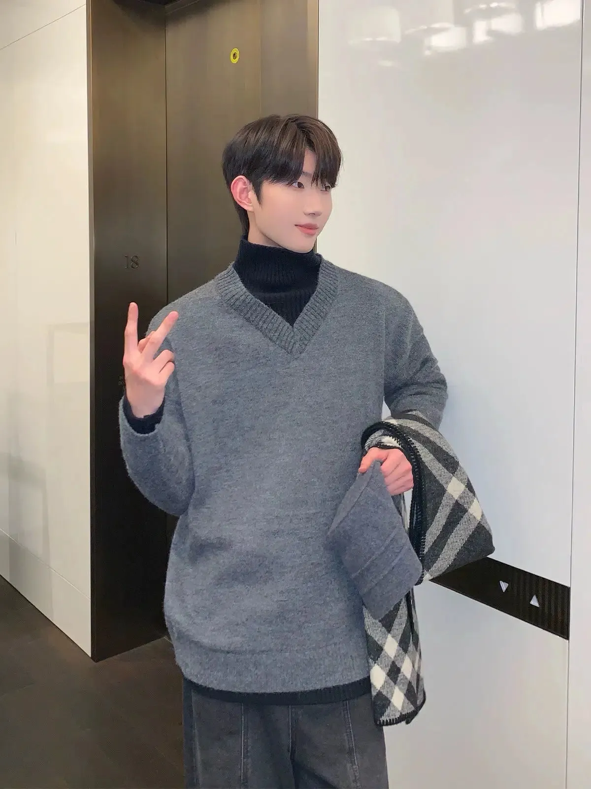 High-Neck Two-piece Knit Sweater