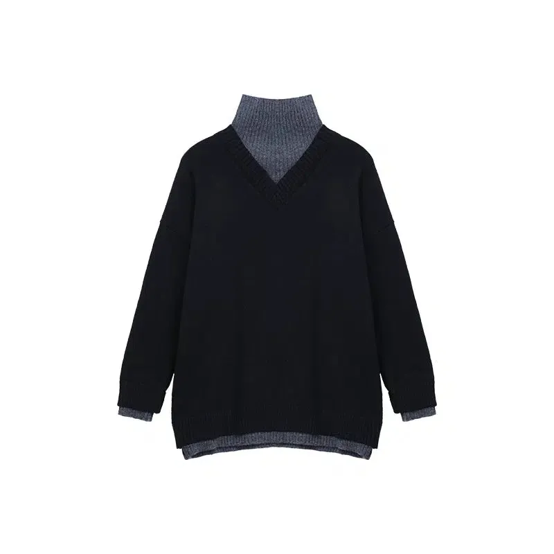 High-Neck Two-piece Knit Sweater