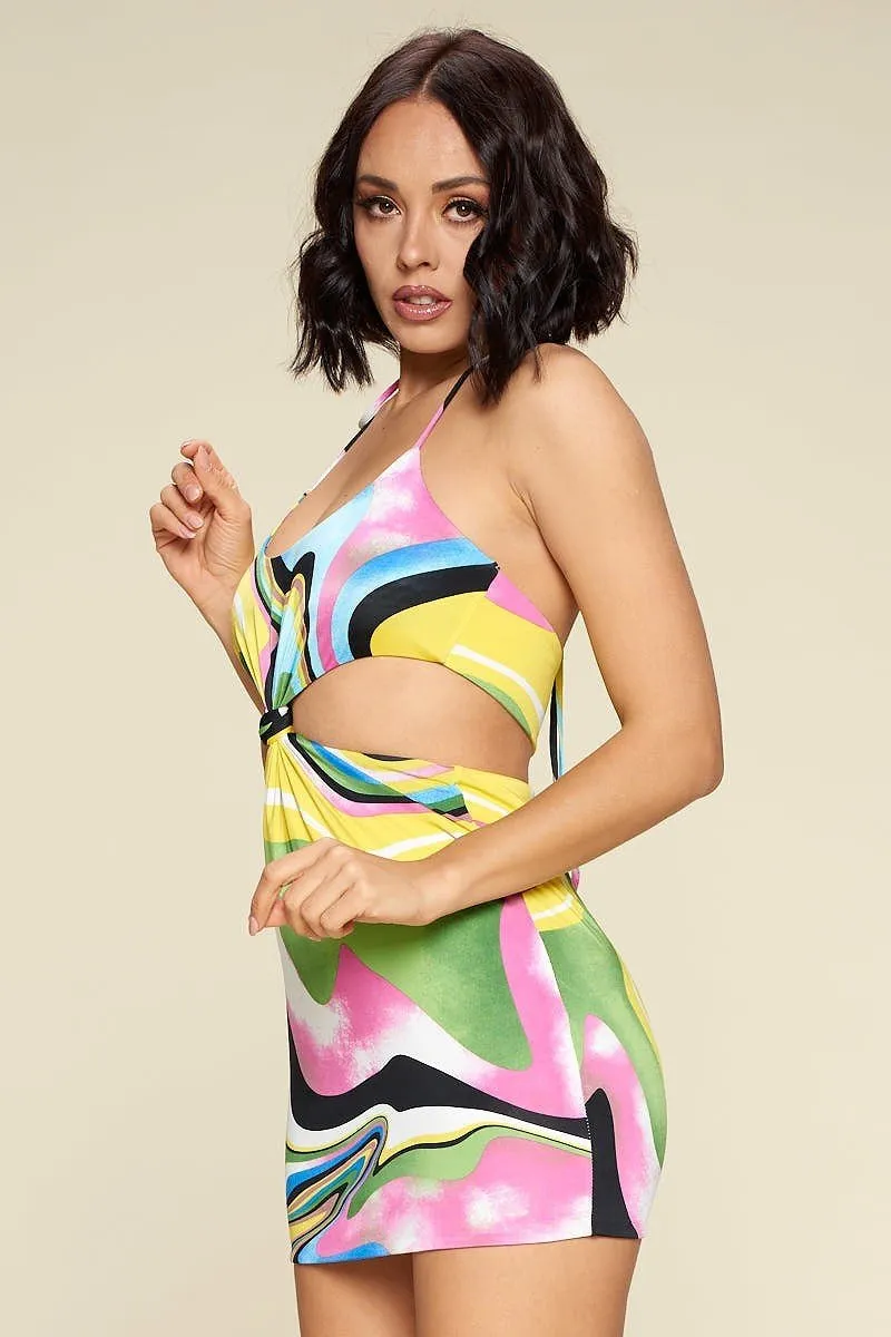 Hollow Out Multi Color Dress