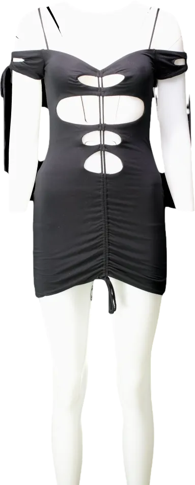 h:ours Black Cut Out Mini Dress UK XS