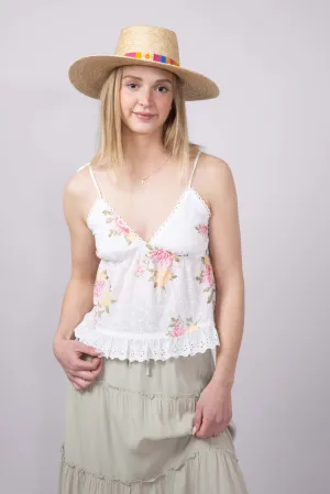 Illa Illa Floral Eyelet Flowy Cami for Women in Off White | IM8254-OFFWHITE