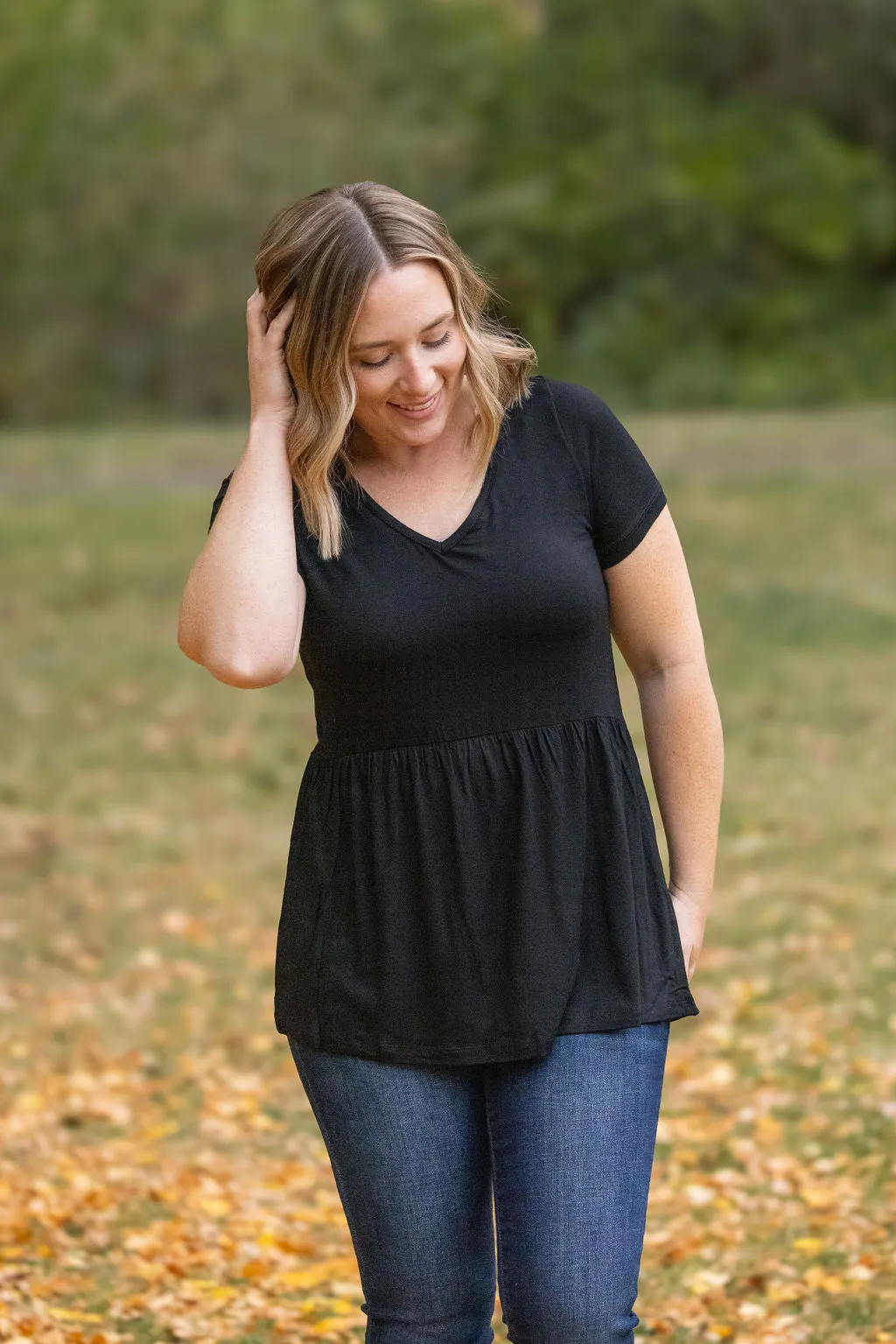 IN STOCK Sarah Ruffle Top - Black