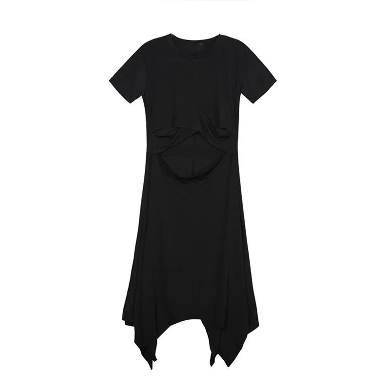 Jen Black Short Sleeve Cut Out Dress