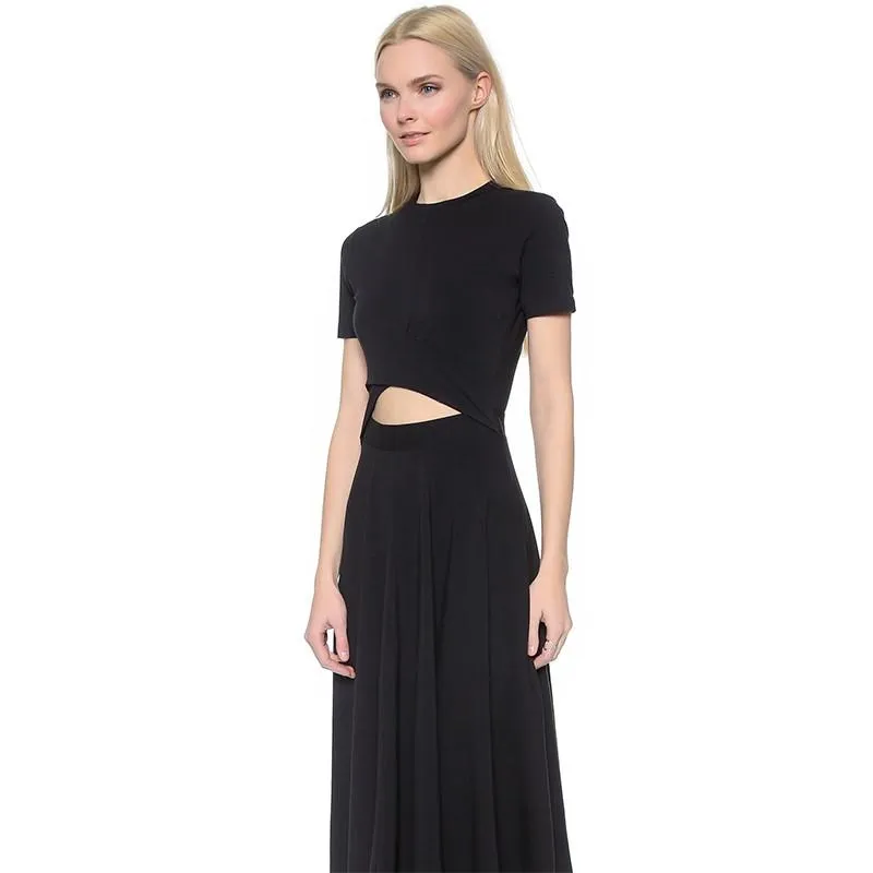 Jen Black Short Sleeve Cut Out Dress