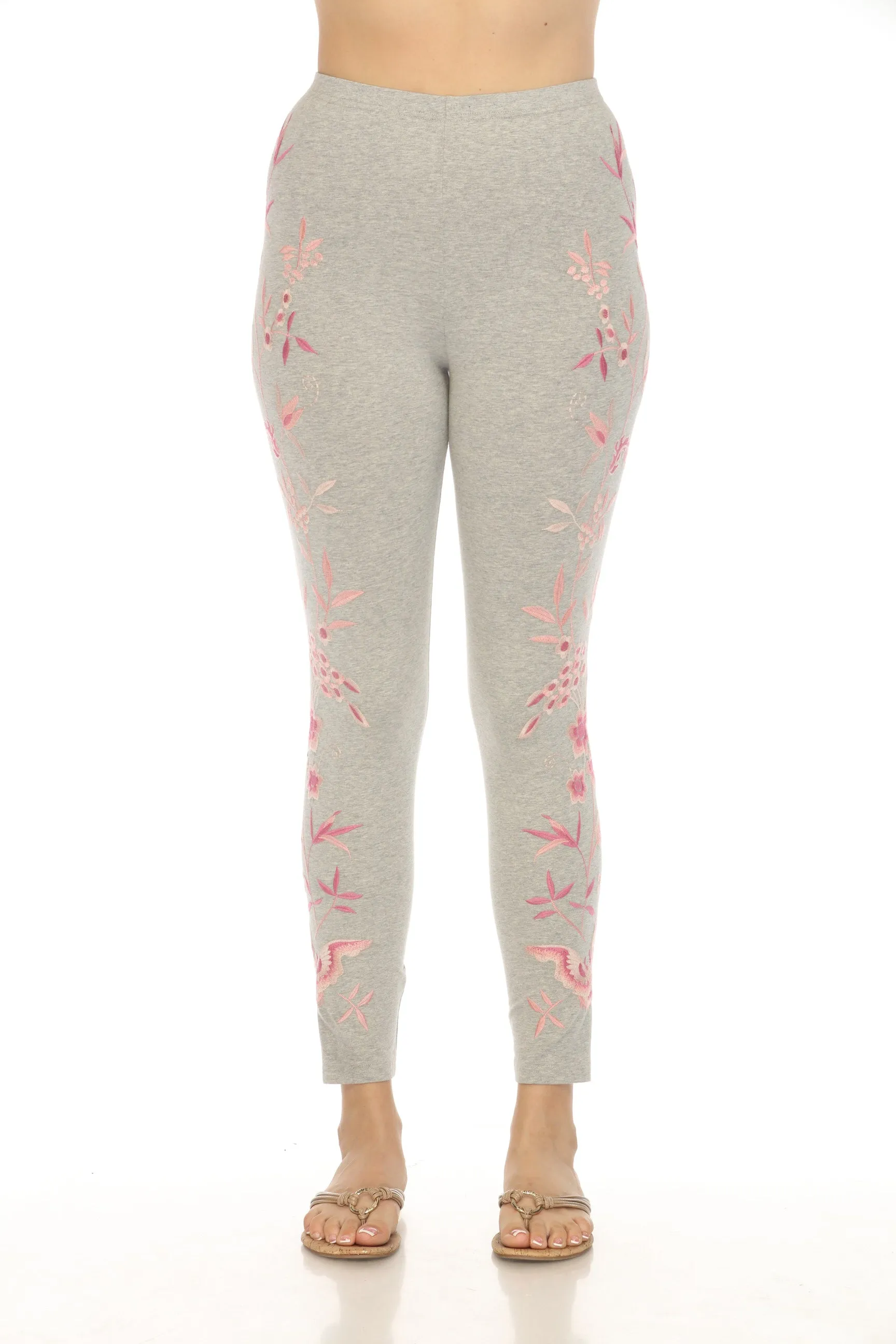 Johnny Was JWLA Grey Rosalyn Floral Embroidered Legging J60924