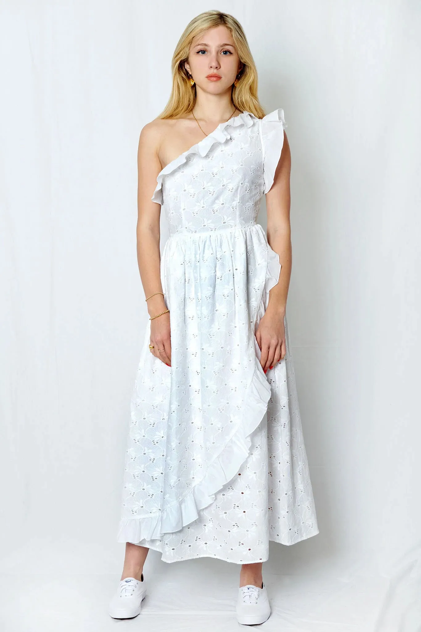 Jude Dress in White Broderie Anglaise