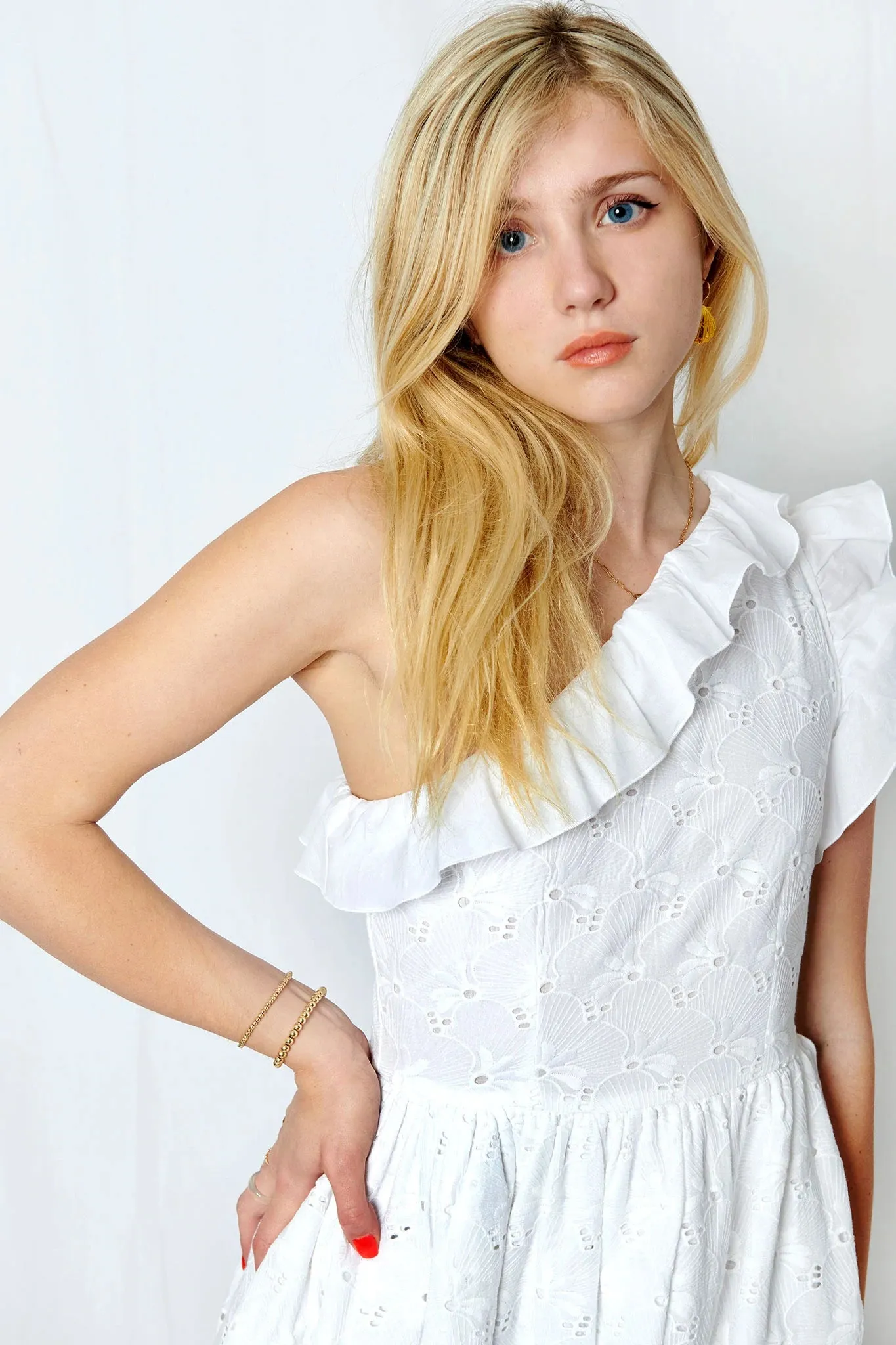 Jude Dress in White Broderie Anglaise