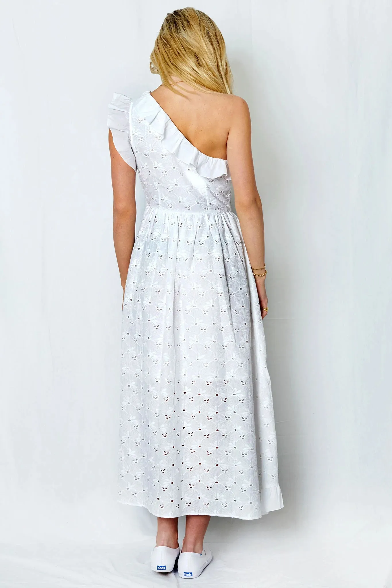 Jude Dress in White Broderie Anglaise