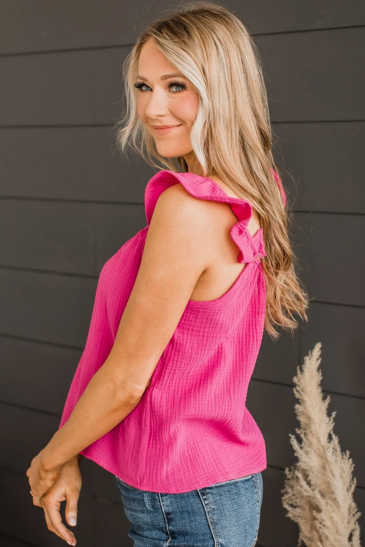 Keep It Interesting Tank Top- Hot Pink