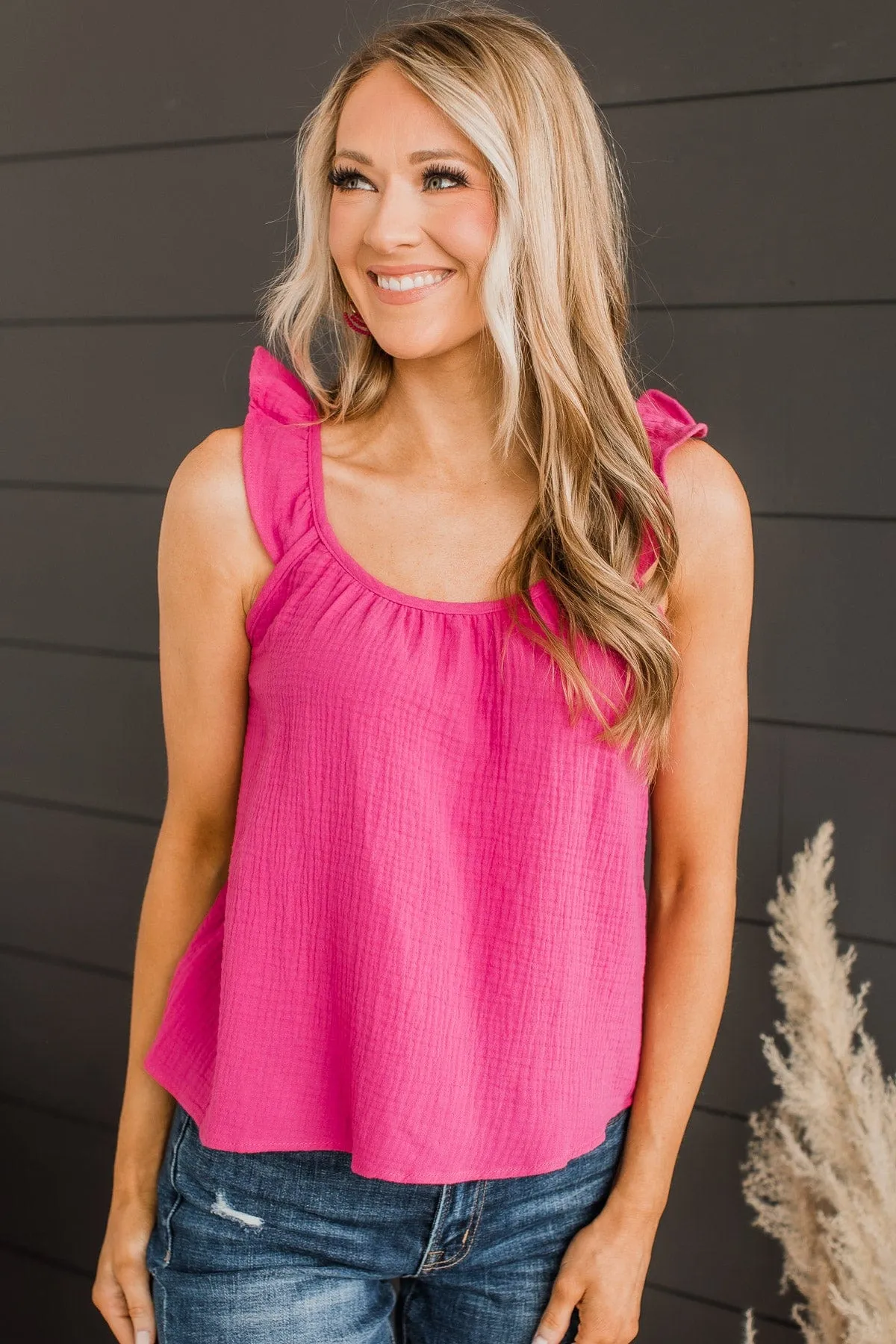 Keep It Interesting Tank Top- Hot Pink