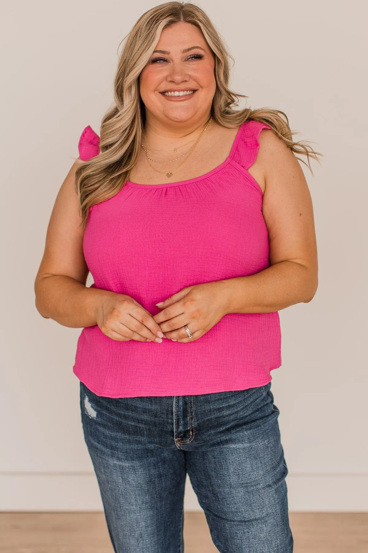 Keep It Interesting Tank Top- Hot Pink