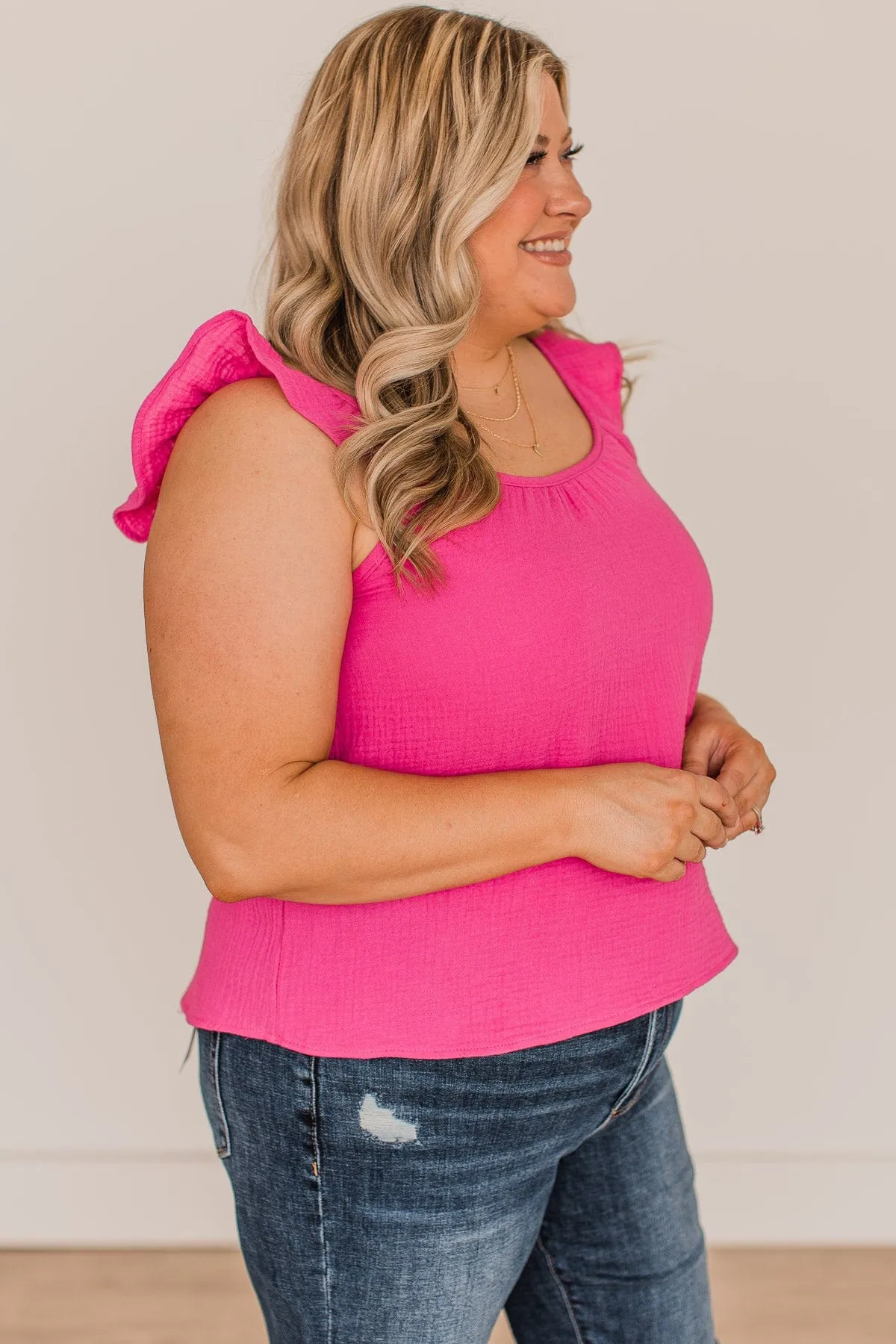 Keep It Interesting Tank Top- Hot Pink