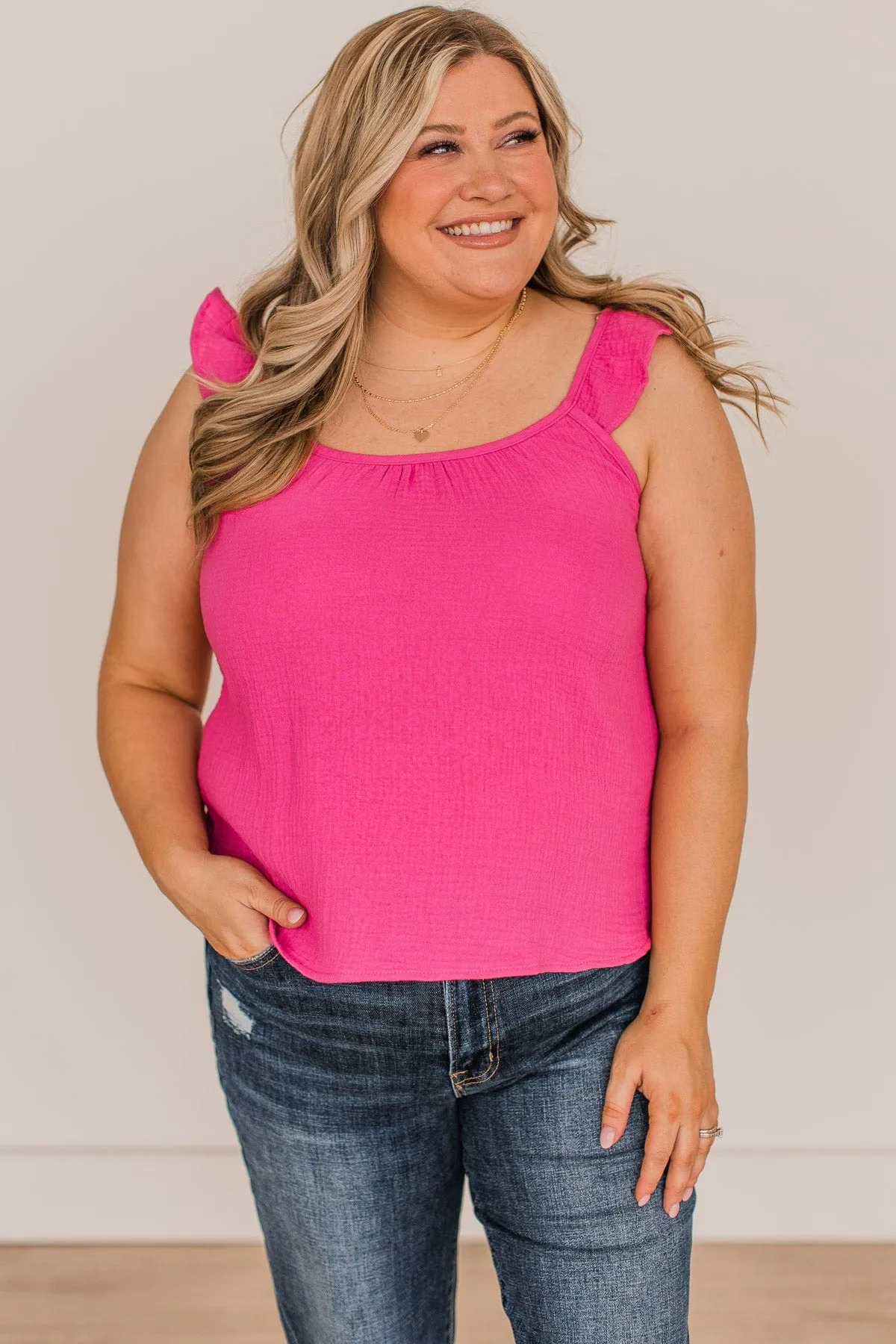 Keep It Interesting Tank Top- Hot Pink